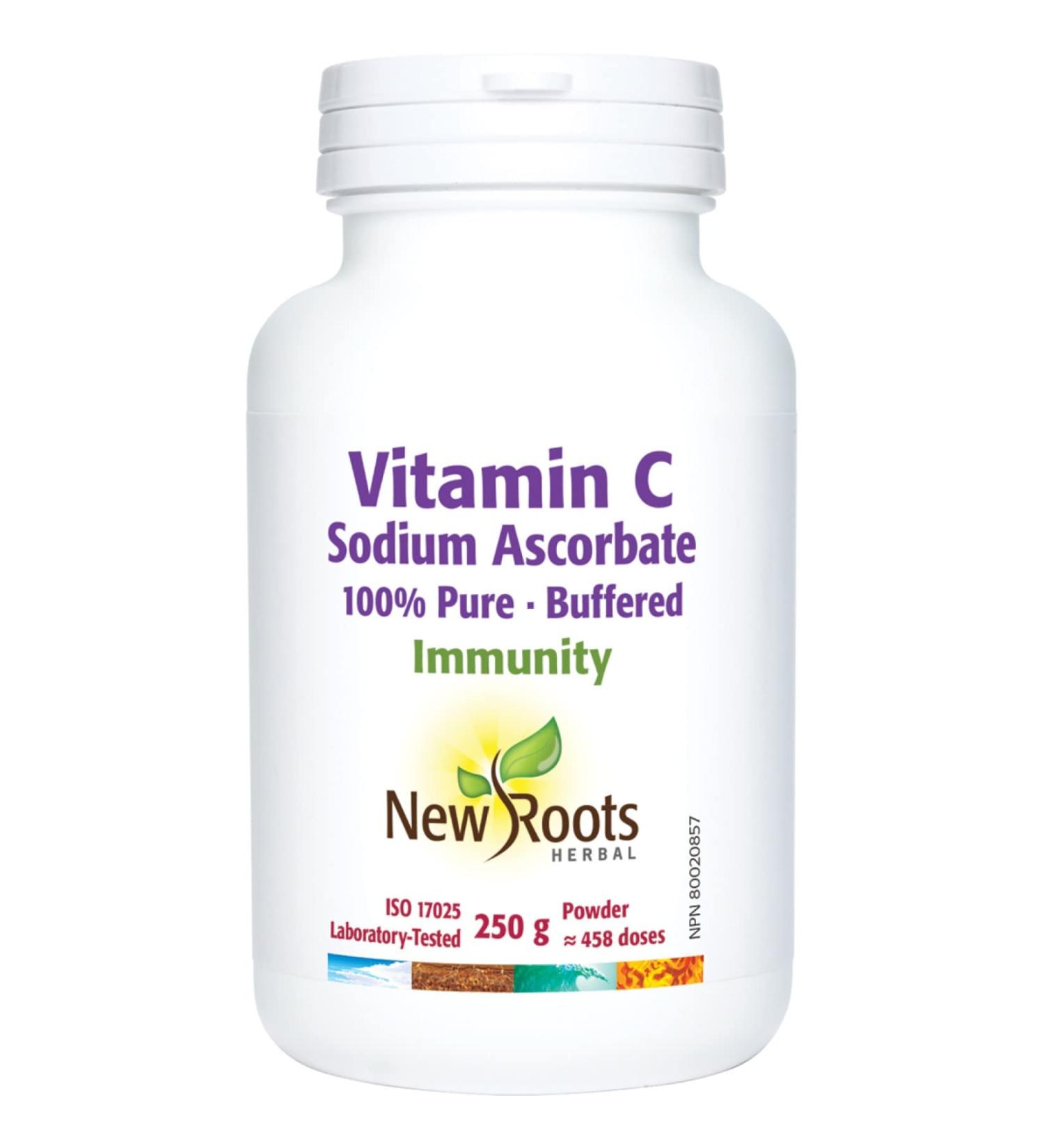 New Roots Herbal - Vitamin C Sodium Ascorbate 250g Powder - Helps in the Development and Maintenance of Bones Cartilage Teeth and Gums - Helps the Body to Metabolize Proteins - Buy Online on SooperMarket.com