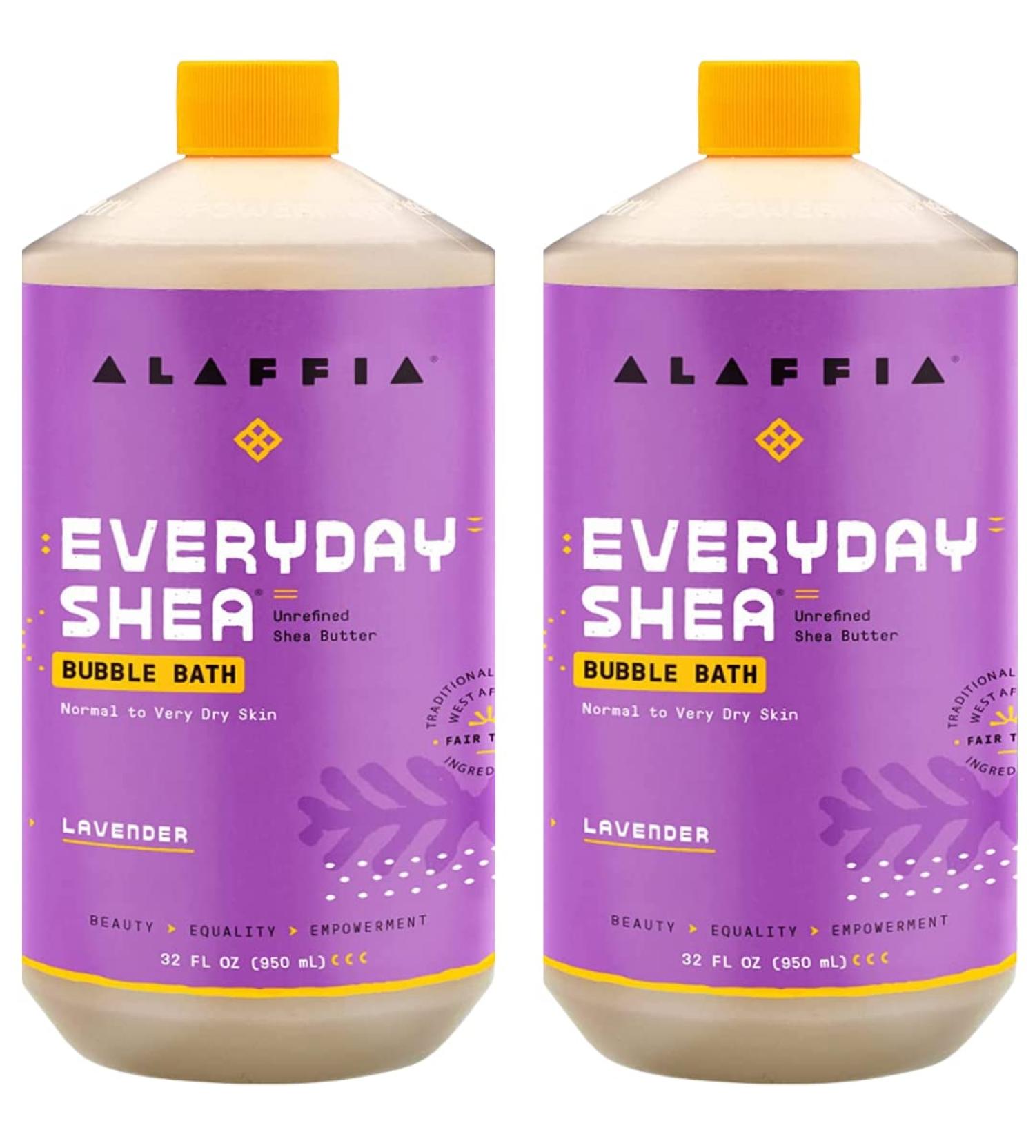 Alaffia Everyday Shea Lavender Bubble Bath - 2 Pack, 32 Fl Oz Each | Cleanse, Soothe & Moisturize | Fair Trade Shea Butter, Vegan, Cruelty Free - Buy Online on SooperMarket.com