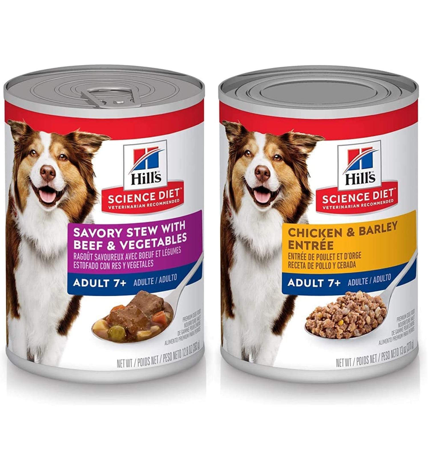 Hill's Science Diet Senior 7+ Canned Dog Food: Savory Stew with Beef & Vegetables + Chicken & Barley Entr e (12 Packs Each) - Buy Online on SooperMarket.com