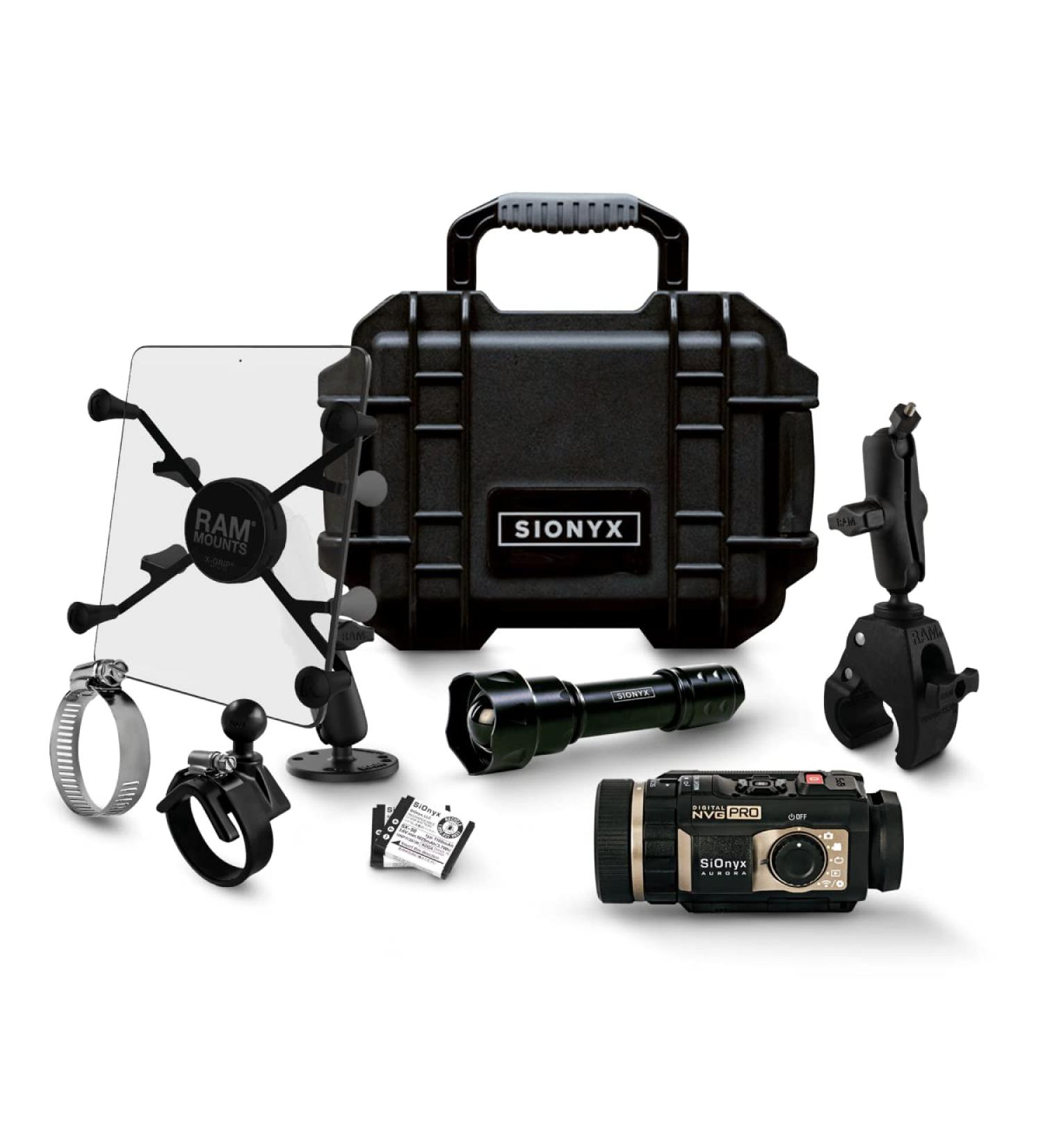 SiOnyx Aurora Pro Uncharted Kit | Full-Color Digital Night Vision Camera with IR Illuminator | Infrared Monocular Spotting Scope & Hard Case | Ram Mounts Included - Buy Online on SooperMarket.com