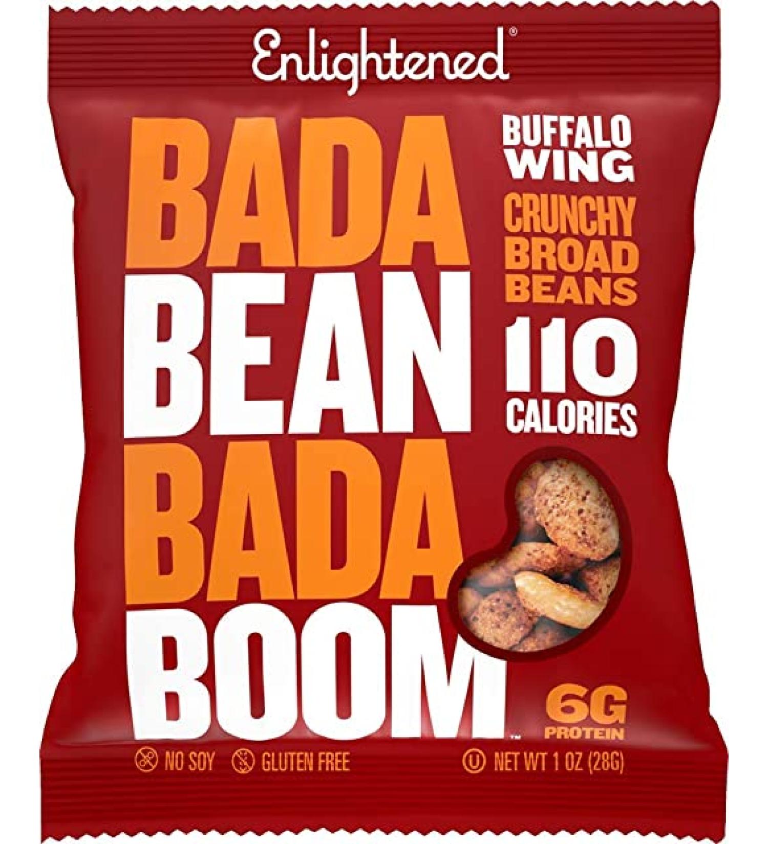 Enlightened Bada Bean Bada Boom - Buffalo Wing Vegan Protein Snacks | Gluten-Free Roasted Fava Beans (24 Pack) - Buy Online on SooperMarket.com
