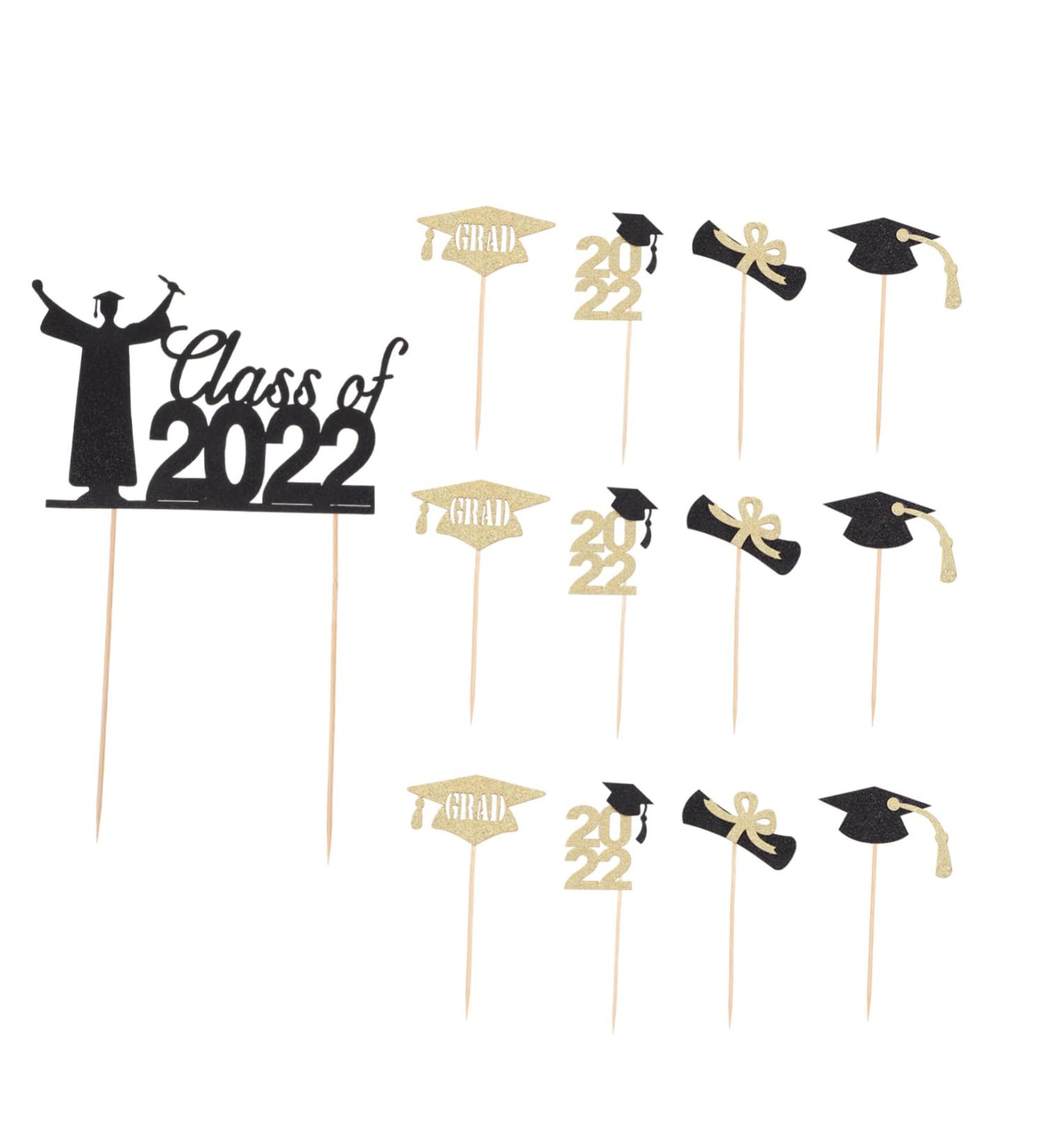 MAGICLULU 13pcs Graduation Season Cake Insert Cardstock Topper Graduate Dessert Toppers Graduation Baking Topper 2022 Cupcake Topper Congrats Desserts Inserts Toothpick Glitter Paper Food - Buy Online on SooperMarket.com