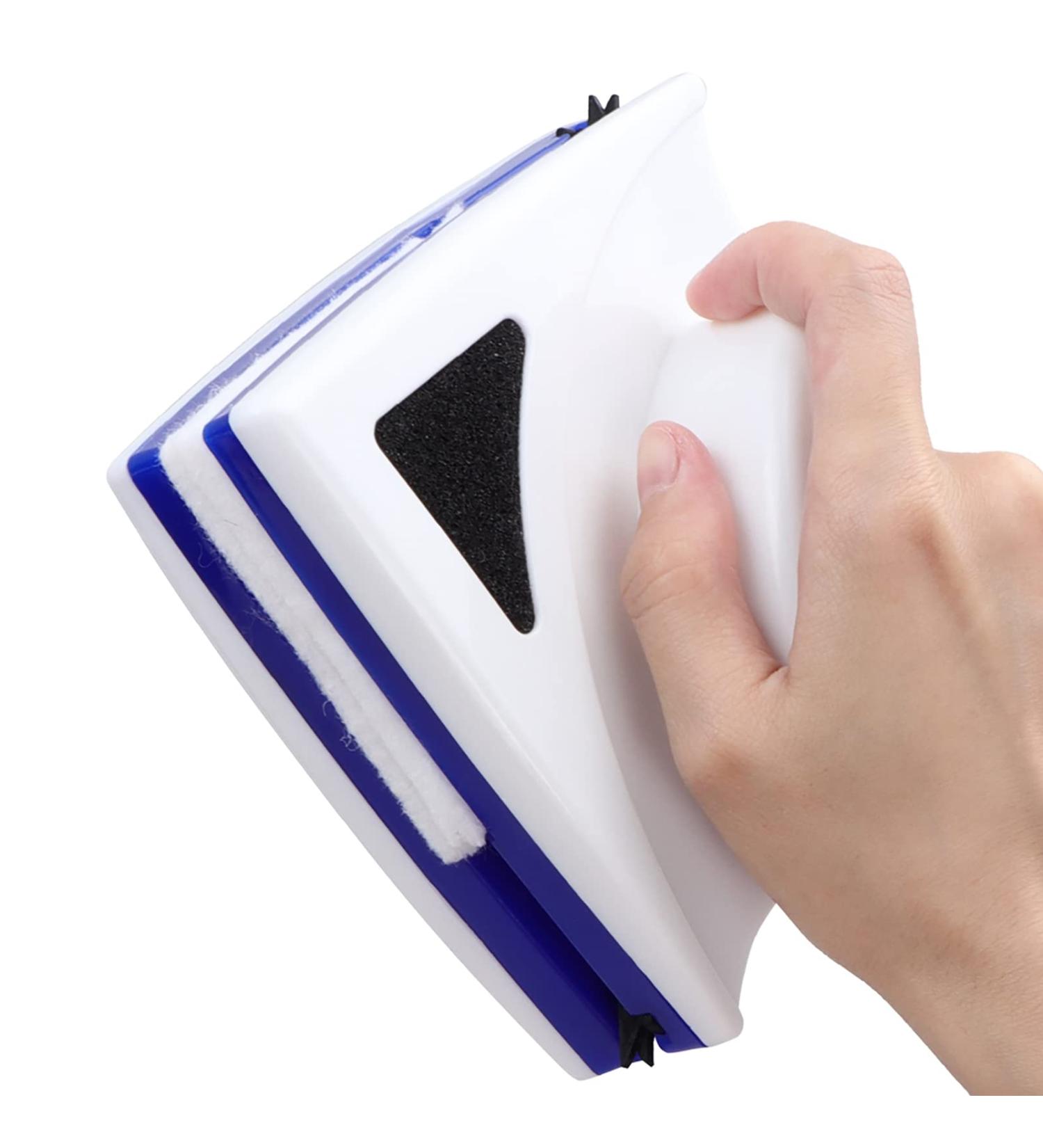 Double Side Magnetic Window Glass Cleaner Strong Magnetic Flexible Wiper Trilateral Design Built-in Sponge Suitable for Single-Glazed 3-8mm - Buy Online on SooperMarket.com