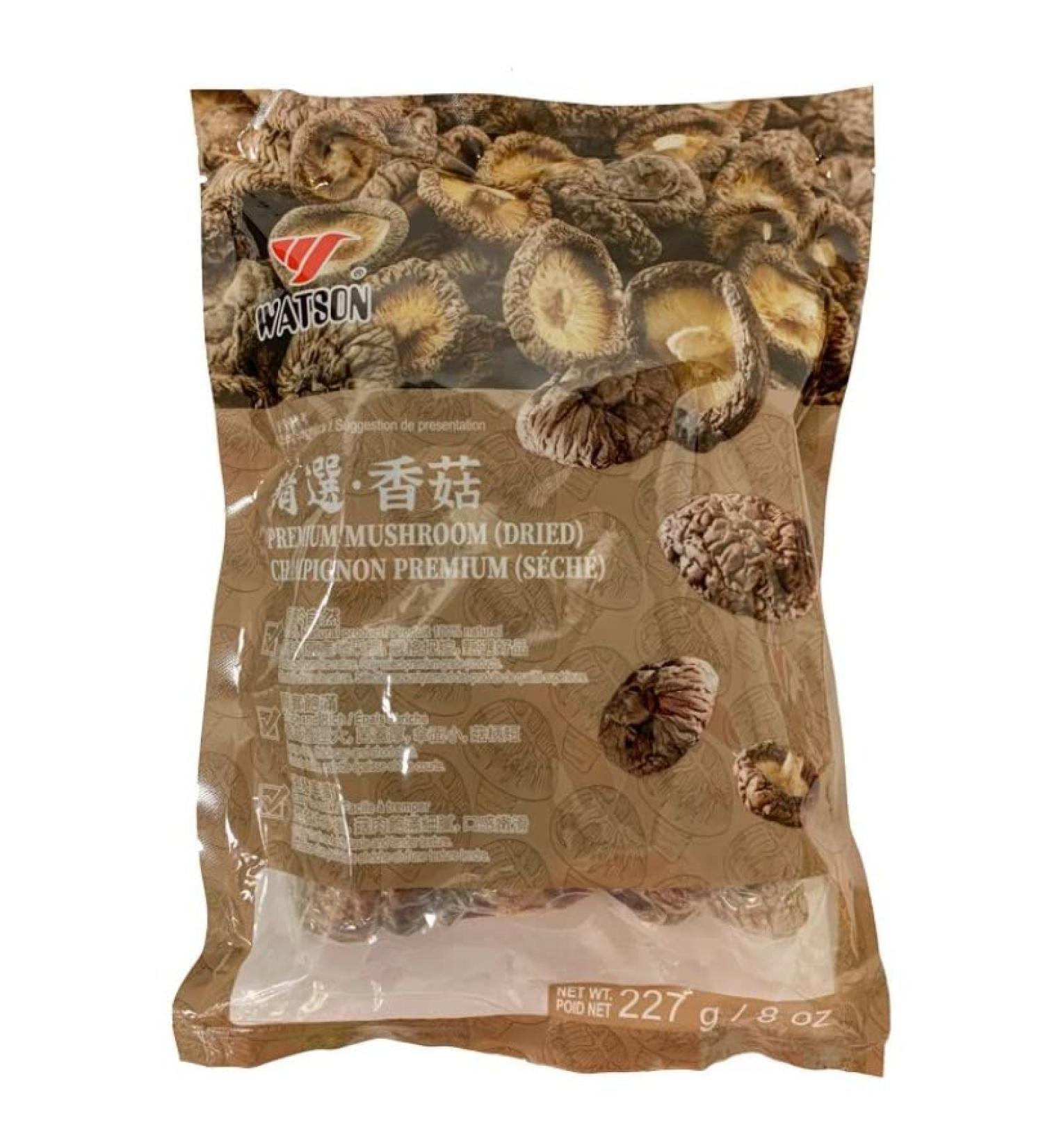 WATSON Premium Mushroom (Dried) | Dried Shiitake Mushroom | Dried Mushrooms | 227g / 8oz | Dried mushrooms for cooking | Vacuum-Locked Nutrients | Mushroom Soup Making | Dried Chinese mushroom | Selected Mushroom | - Buy Online on SooperMarket.com