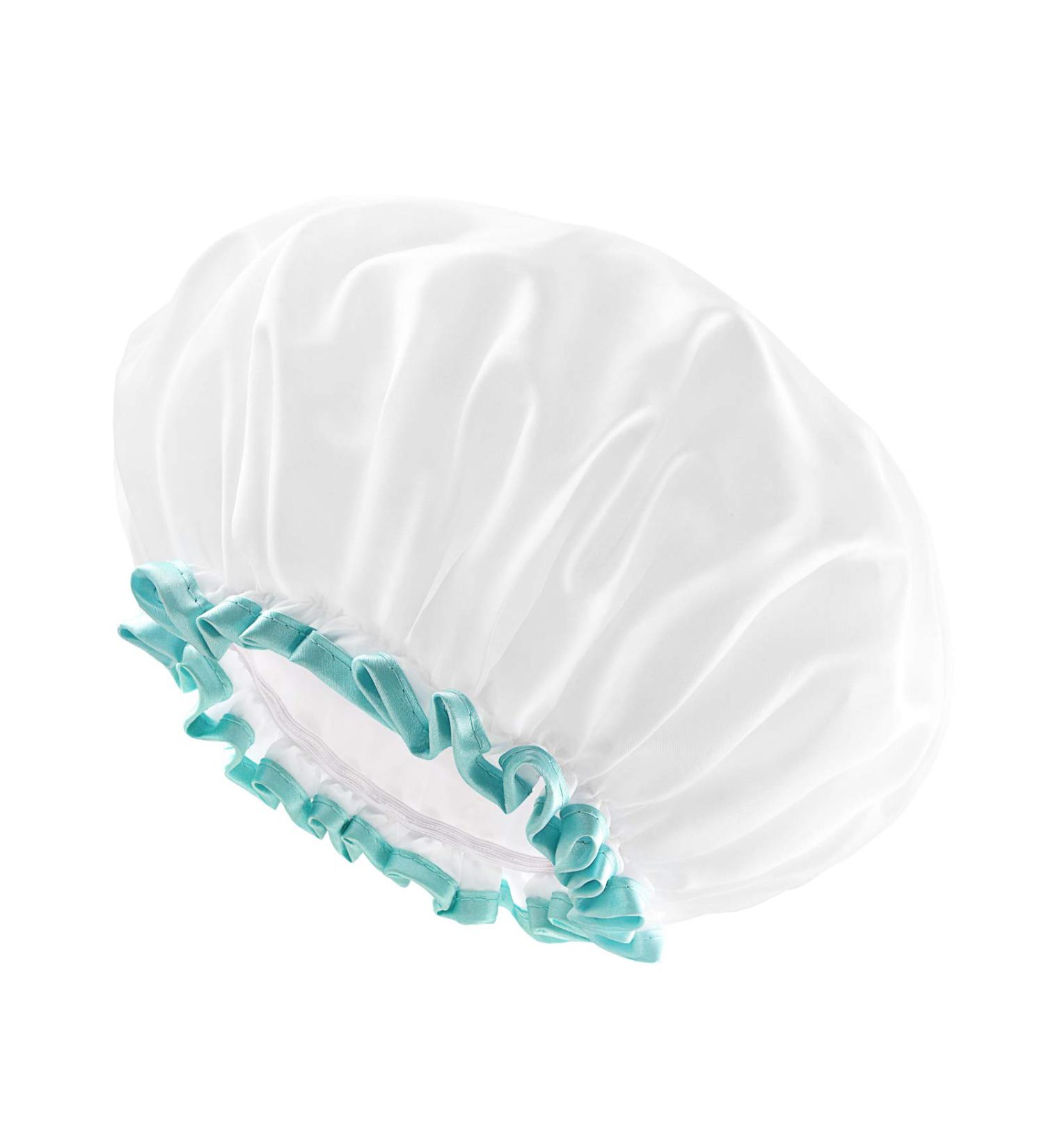 mikimini X-Large White Shower Cap for Long Hair - 12 inch Waterproof Washable Hair Cap for Women and Girls - Super Cute and Extra Large (Pack of 1) - Buy Online on SooperMarket.com