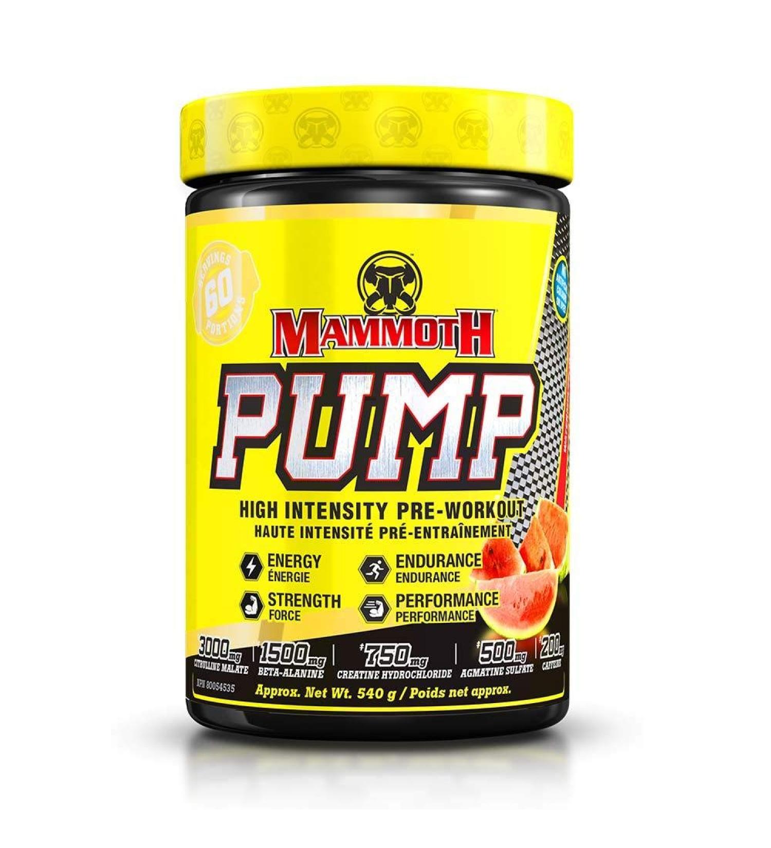 MAMMOTH PUMP Pre Workout Powder Superior Muscle Pumps Increase Strength & Endurance Explosive Power & Energy Supplement Heightened Focus Quick Recovery Reduced Soreness (60 Serves Watermelon) Watermelon 1 Count (Pack of 1) - Buy Online on SooperMarket.com