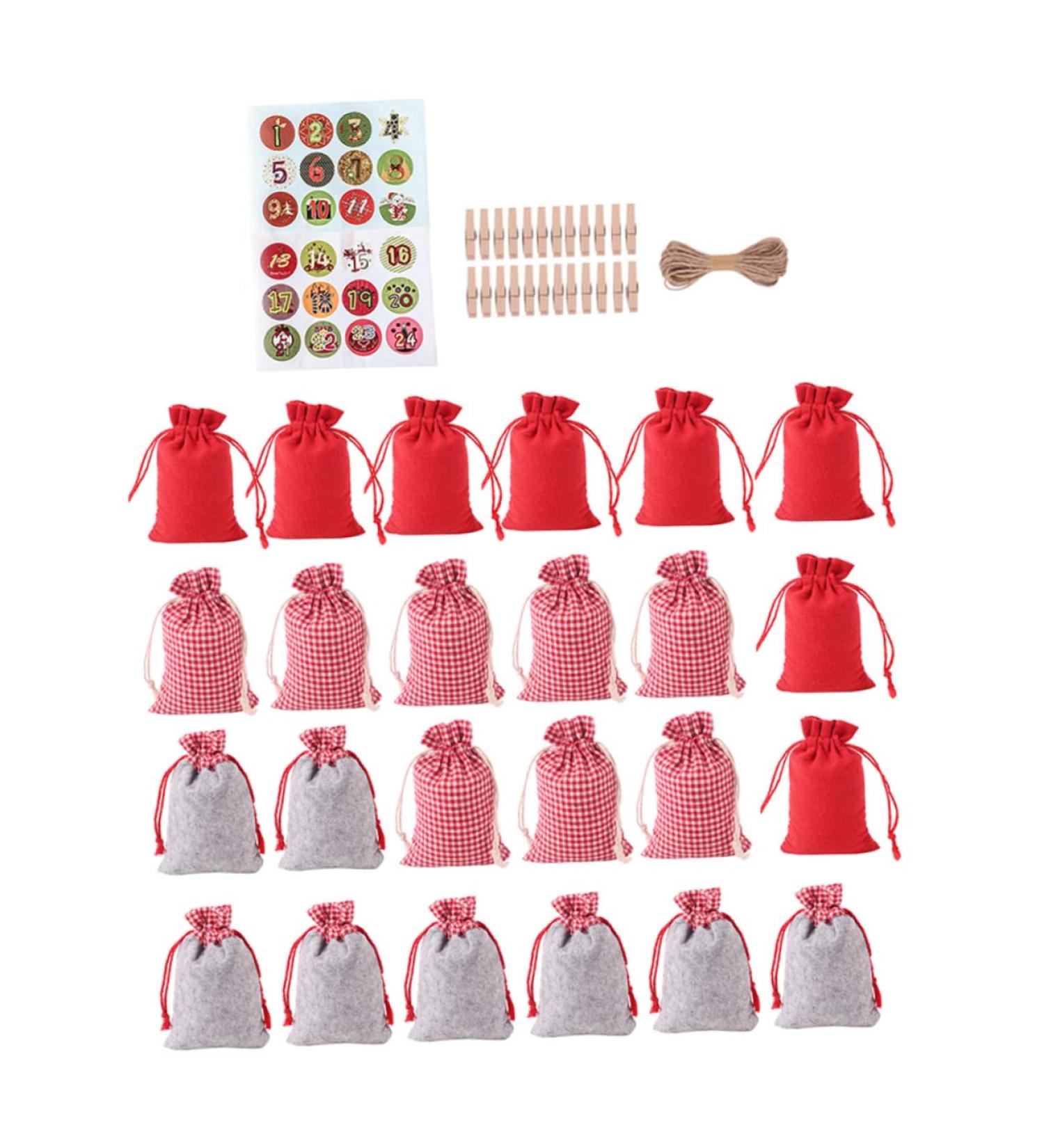 KOMBIUDA Drawstring Bag 1 Set Christmas Hanging Cloth Bag 24 Day Advent Calendar Cotton Christmas Bag Number Burlap Bag - Buy Online on SooperMarket.com