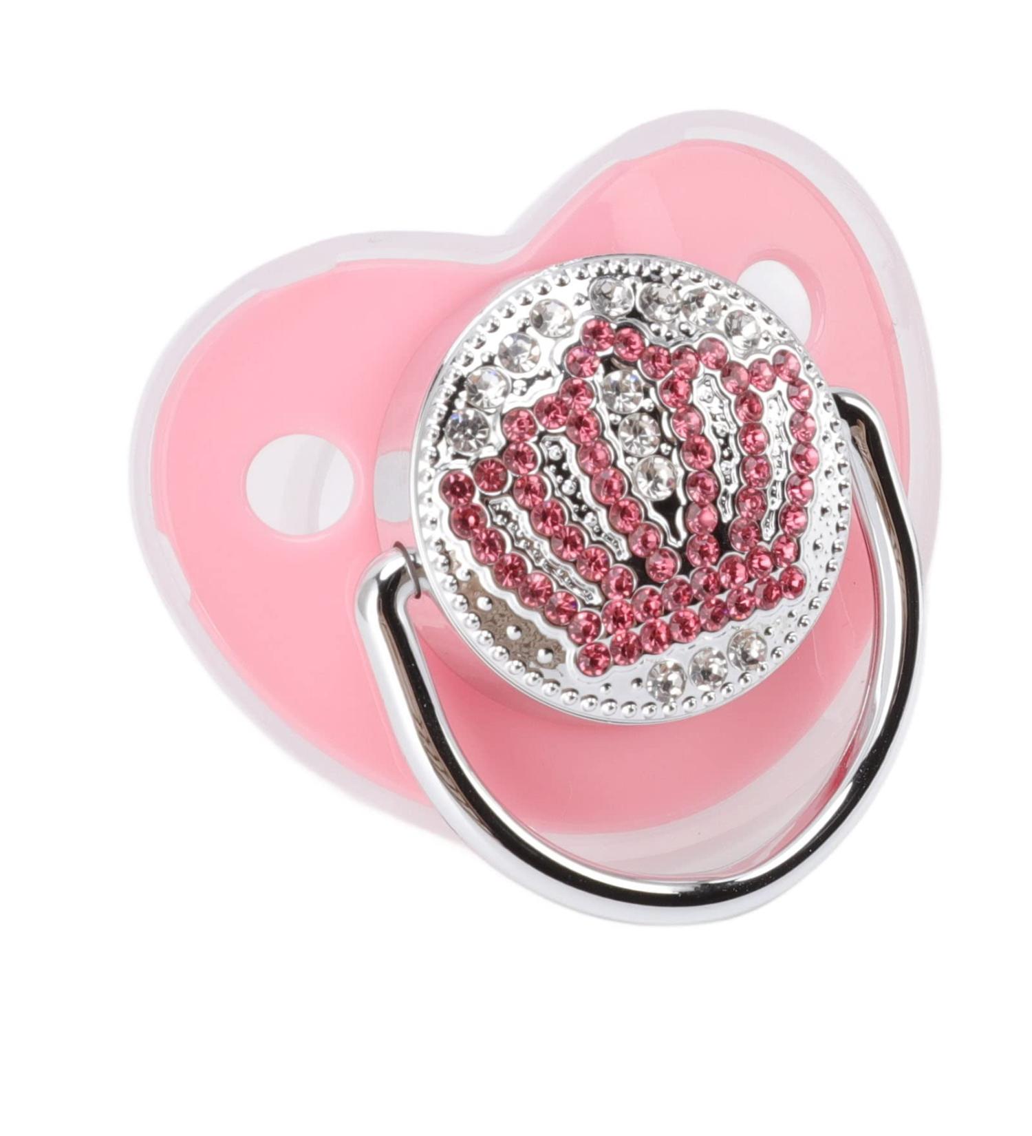 Bling Baby Pacifier - Rhinestone Crown | Ultra Soft Silicone Infant Dummy (Size M Pink) | Safe & Stylish for Your Baby - Buy Online on SooperMarket.com