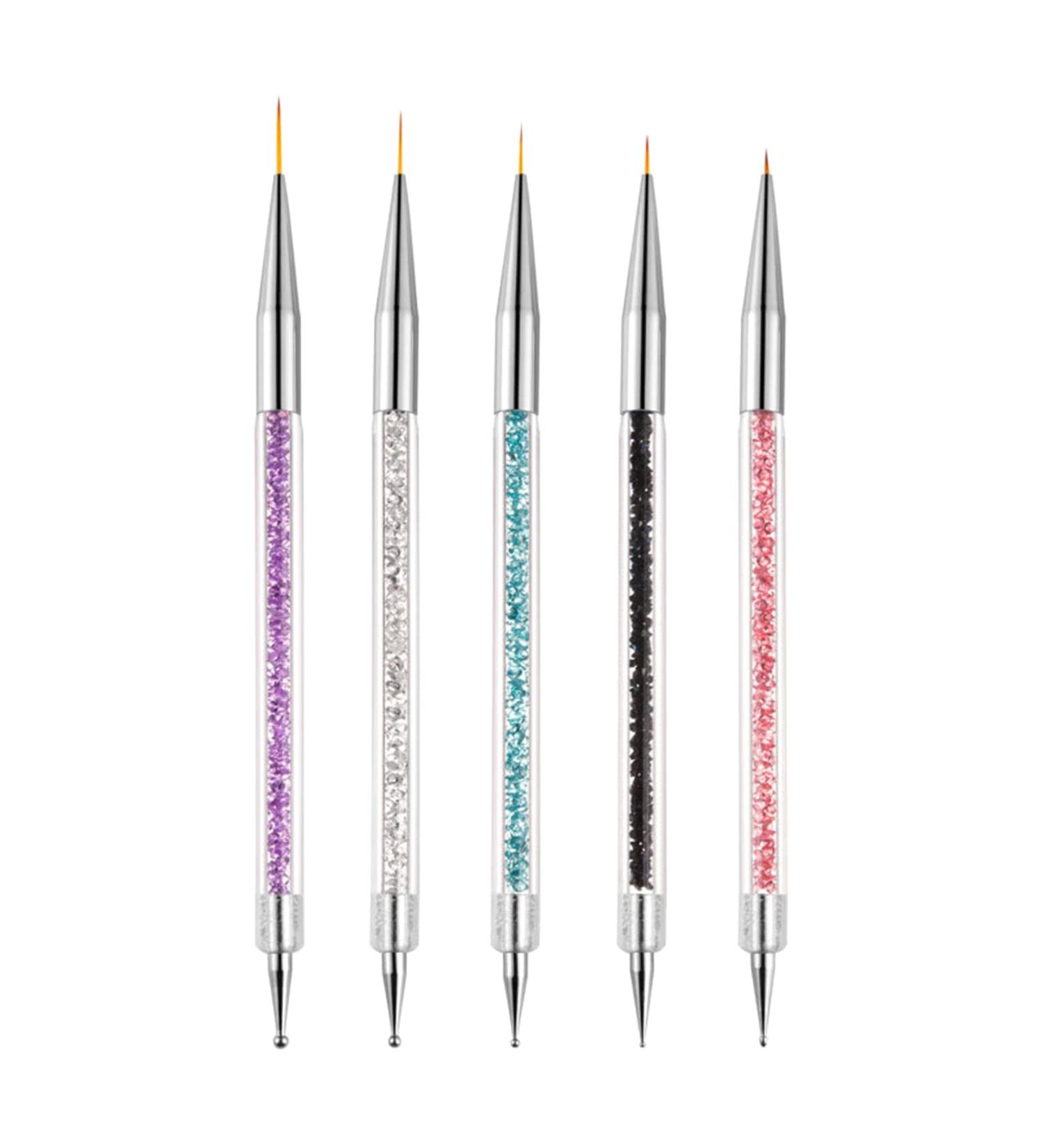 Sularpek 5 Pcs Double Ended Nail Art Brushes Set | Liner Brushes, Dotting Tools & Painted Pen for DIY Nail Designs - Buy Online on SooperMarket.com