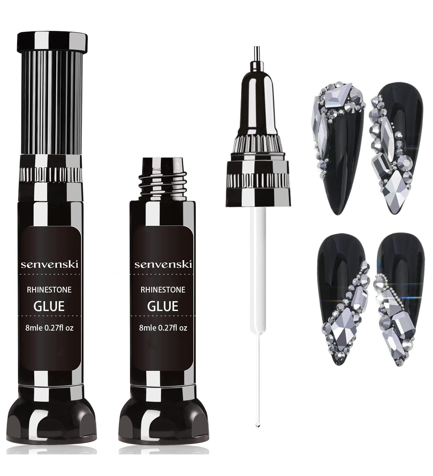 Senvenski Nail Rhinestone Glue Gel Set - 8ml x 2 with Brush & Pen Tip for Nail Art Decorations - Buy Online on SooperMarket.com