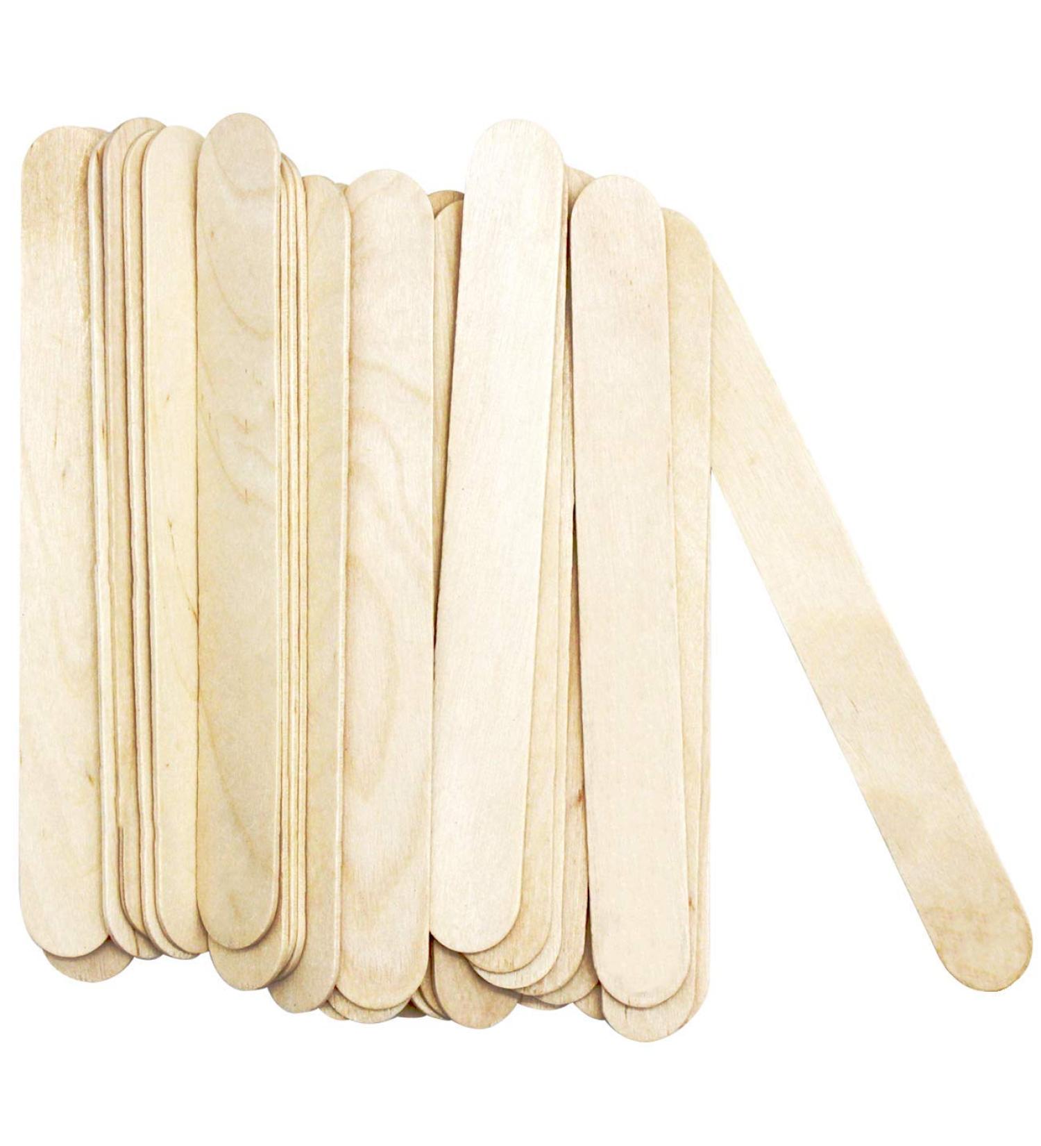 Amkoskr Natural Birch Wood Craft Sticks 8- 200 Pcs | 8 inch Tongue Depressors for Crafts and Ice Cream - White Finish - Buy Online on SooperMarket.com