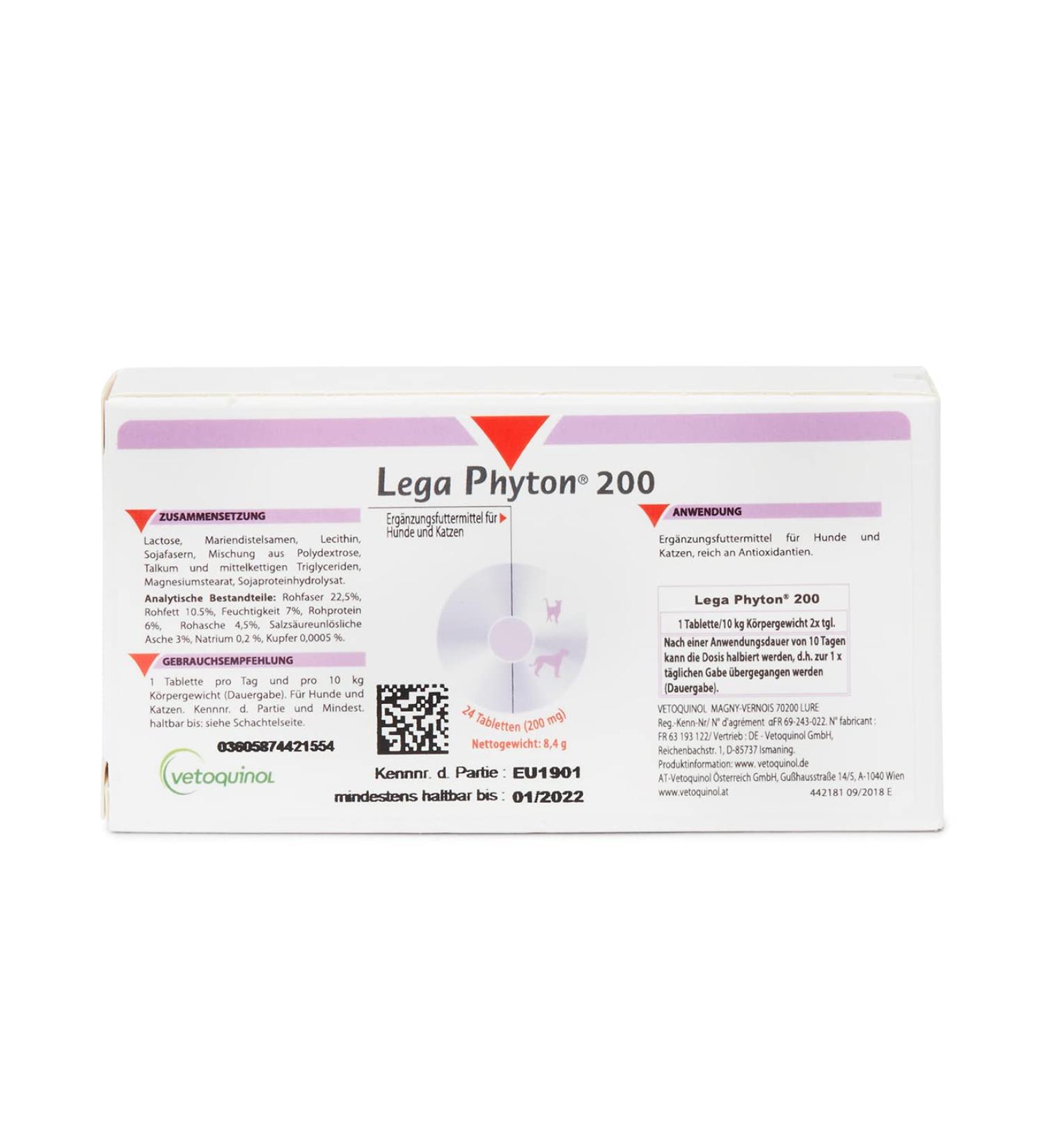 Lega Phyton 200 - Liver Support Tablets for Dogs & Cats | Silymarin Supplement | 24 Tablets - International Shipping Available - Buy Online on SooperMarket.com