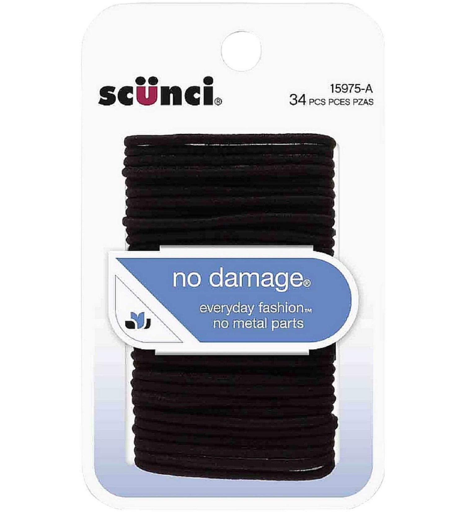 Scunci No Damage Hair Elastics Small Black 34 ea (Pack of 3)