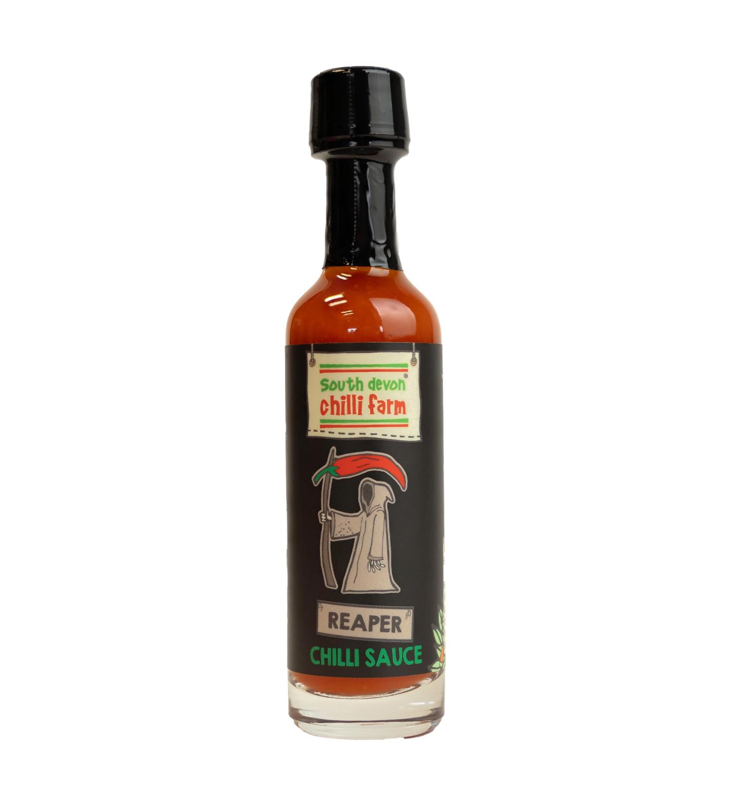 South Devon Chilli Farm Reaper Chilli Sauce | Carolina Reaper Heat Level 12/10 | 50ml Pocket Size Bottle - Buy Online on SooperMarket.com