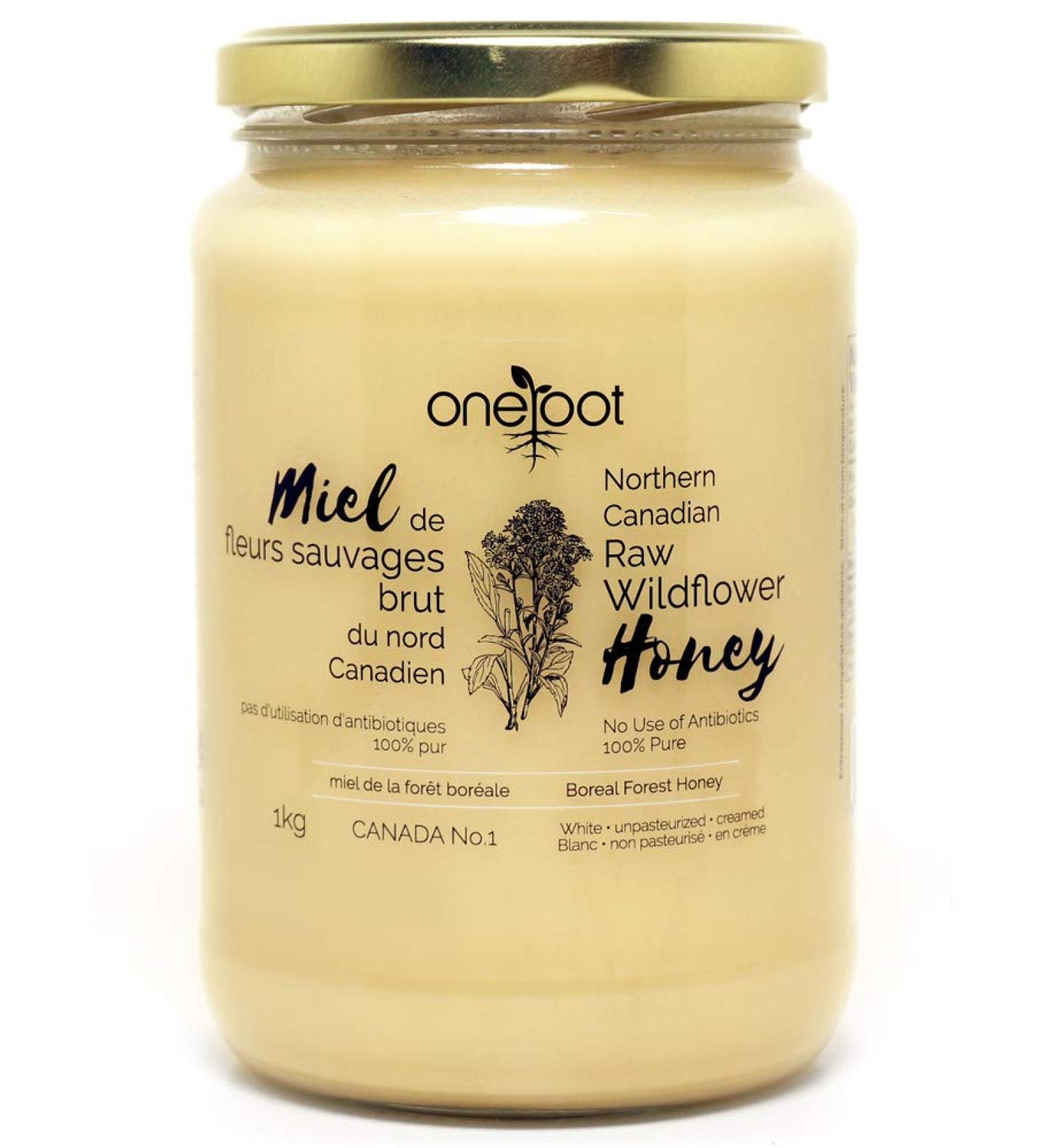 100% Canadian Raw Honey 2.2lbs - Unfiltered, Unheated & Creamed | Natural White Wildflower Honey - Enriched with Enzymes | 1kg Pack - Buy Online on SooperMarket.com