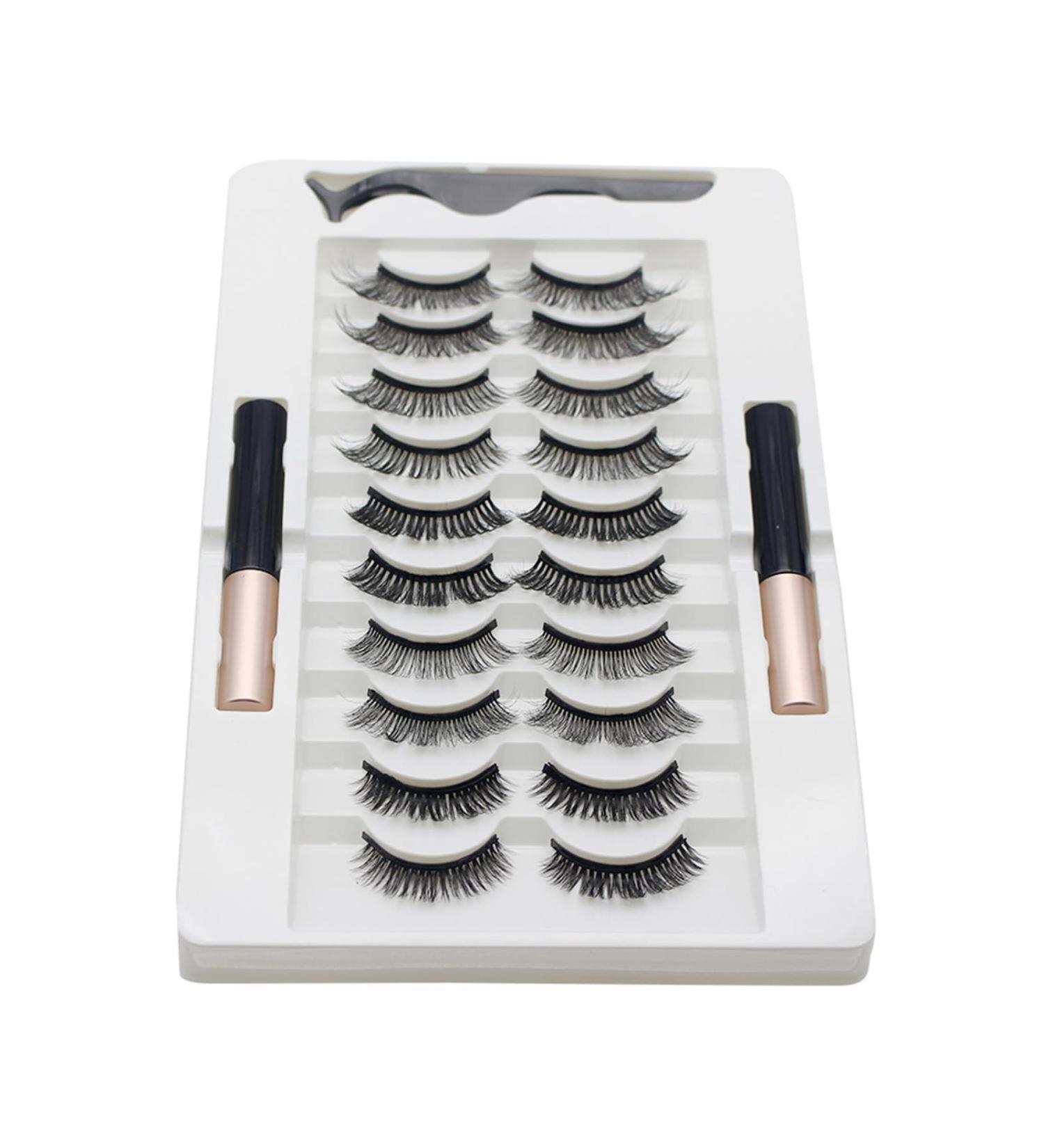 Magnetic Eyelashes And Eyeliner Kit Reusable Magnetic Lashes With Eyeliner And Tweezers 3D Natural Look False Eyelashes Magnetic Eyelash Kit Natural Look Magnetic Eyelash Kit With Applicator Tool - Buy Online on SooperMarket.com