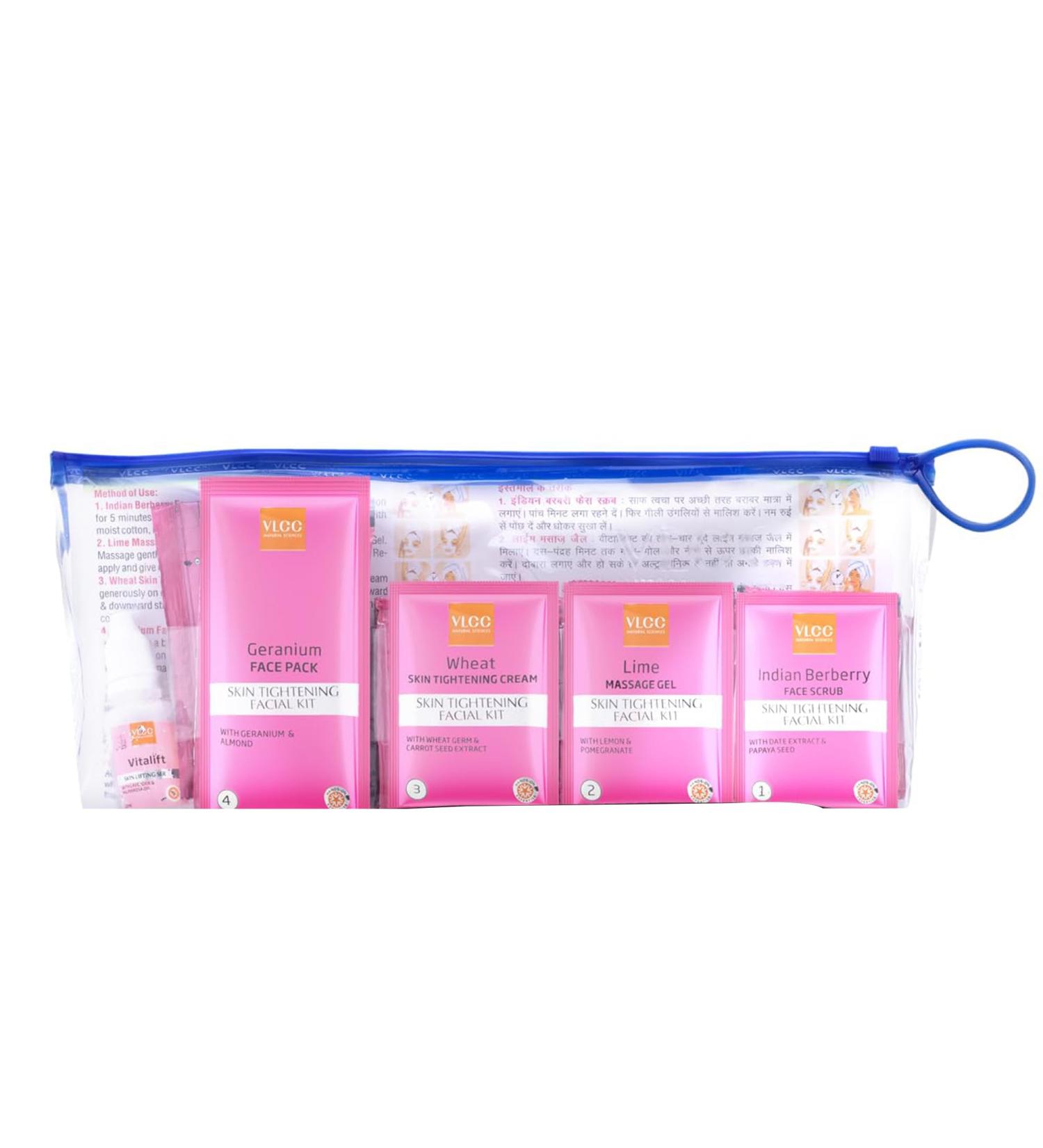 Buy VLCC Skin Tightening Facial Kit 6 Facials (240gm+12ml) | Enhance Your Skin's Firmness | Fast International Shipping - Buy Online on SooperMarket.com