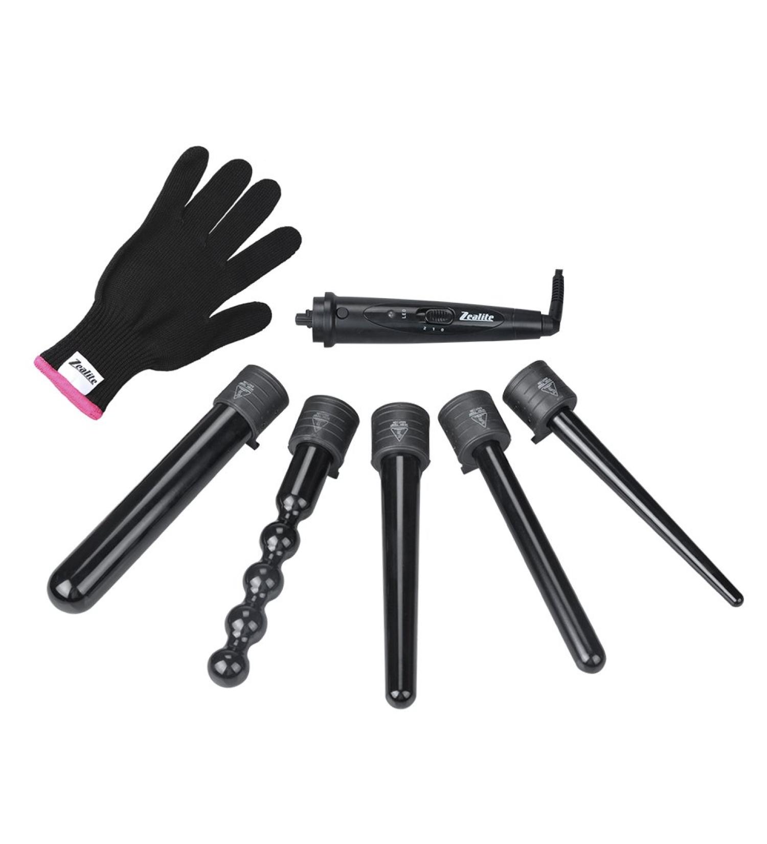 Zealite 5 in 1 Curling Iron Set - Luxurious Hair Curling Wand with Free Heat Resistant Glove | International Shipping Available - Buy Online on SooperMarket.com
