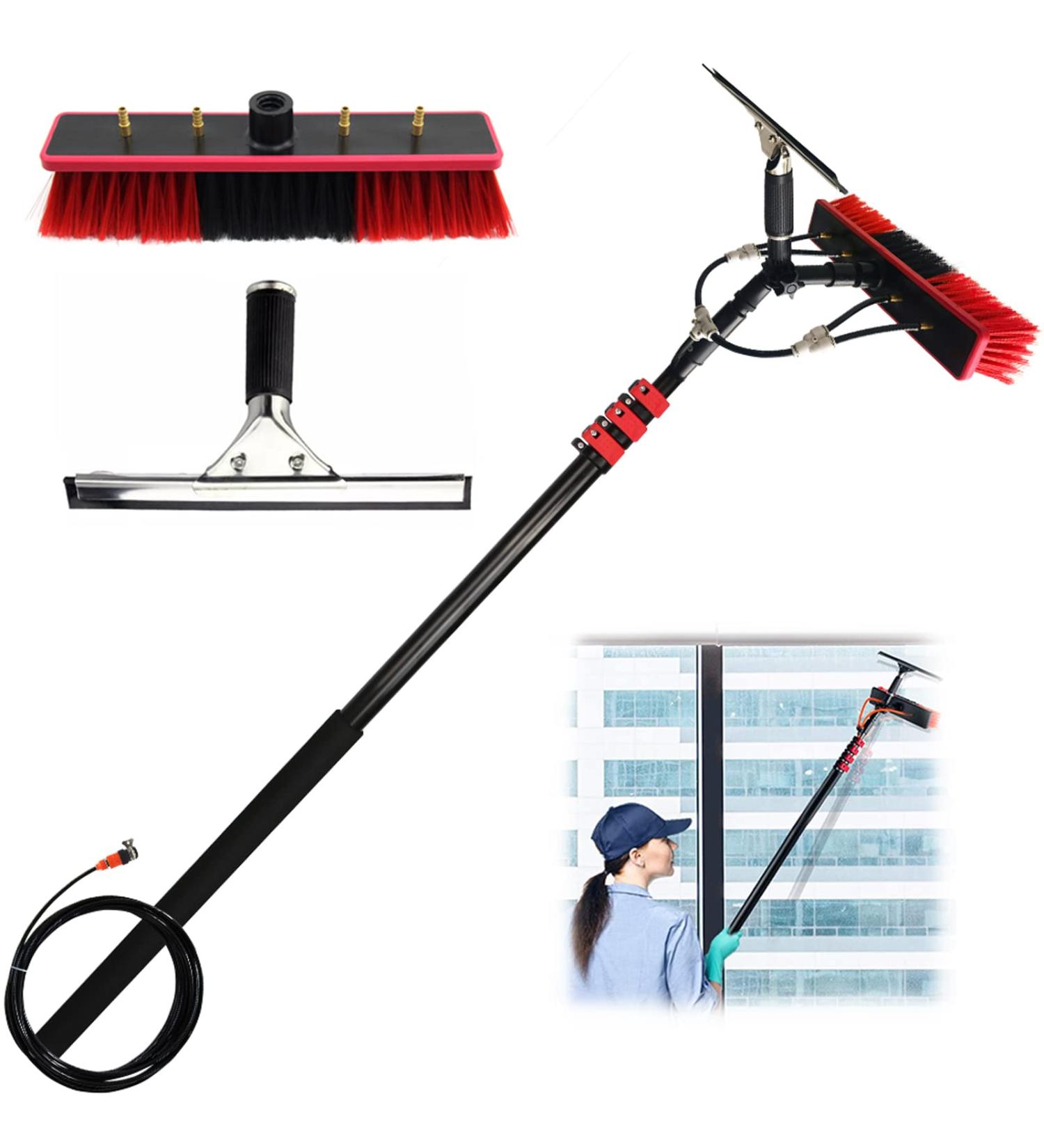 Window Cleaning Pole photovoltaic cleaner Window Cleaning Water-fed Pole Outdoor Window Cleaning Pole Window Cleaning Telescopic Pole Water Fed Brush Squeegee for Cleaner Outdoor Window 35cm Brush Head 8M/27FT - Buy Online on SooperMarket.com