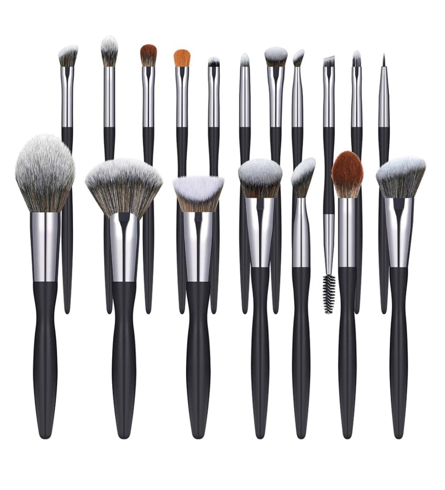 16-Piece Small Waist Black Makeup Brush Set - Perfect 22cm Brushes for Flawless Application | International Shipping - Buy Online on SooperMarket.com