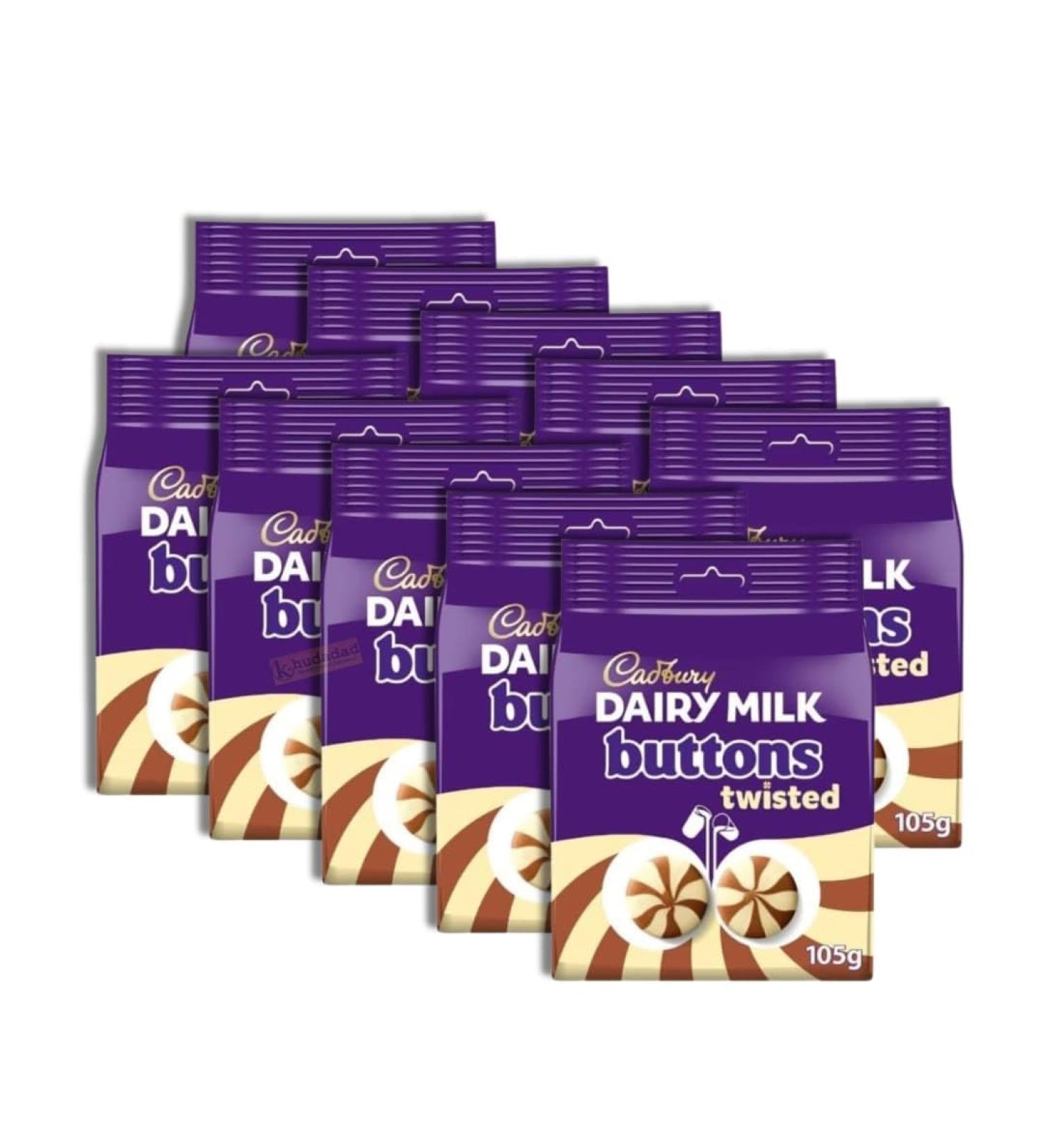 Dairy Milk Twisted Buttons 105G Delicious Tasty And Twisty Treat Gift Hamper For Birthday Christmas 105g - Pack of 3x 5x 10x (10x)