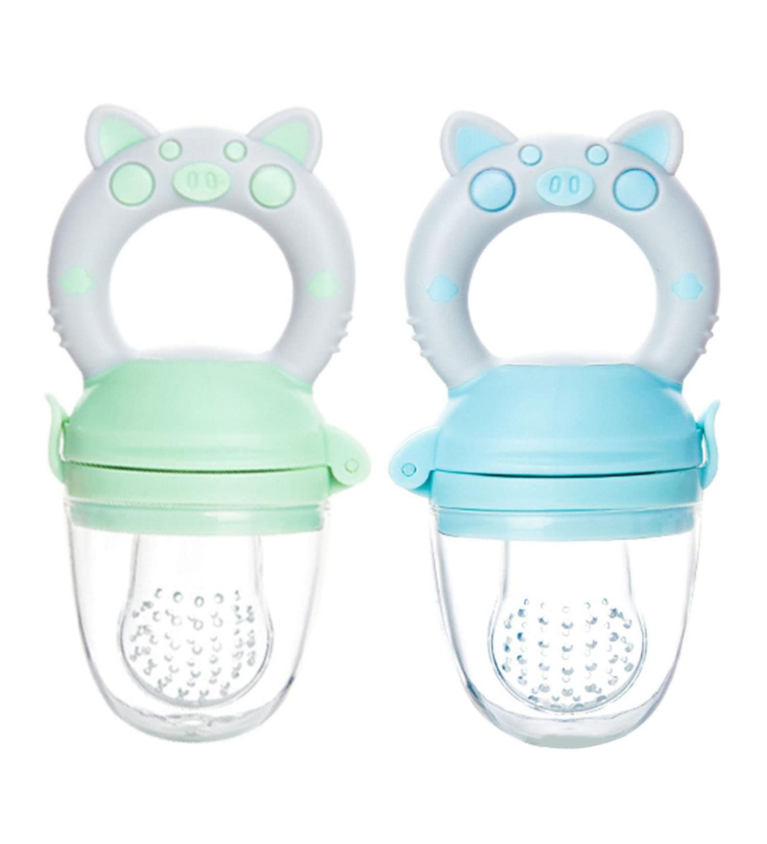 Buy Pack of 2 Baby Food Dispenser Pacifiers - Soft Silicone for Babies 4 Months+ - Blue & Green - Buy Online on SooperMarket.com