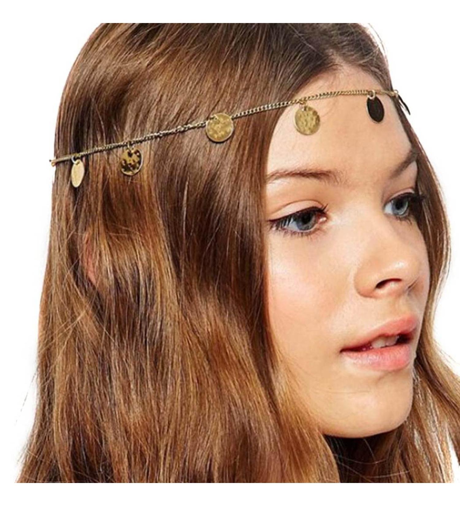 Zoestar Boho Sequins Head Chain Gold Hair Jewelry Festival Prom Headpiece Bridal Tassel Hair Accessories Fashion Headband for Women and Girls - Buy Online on SooperMarket.com