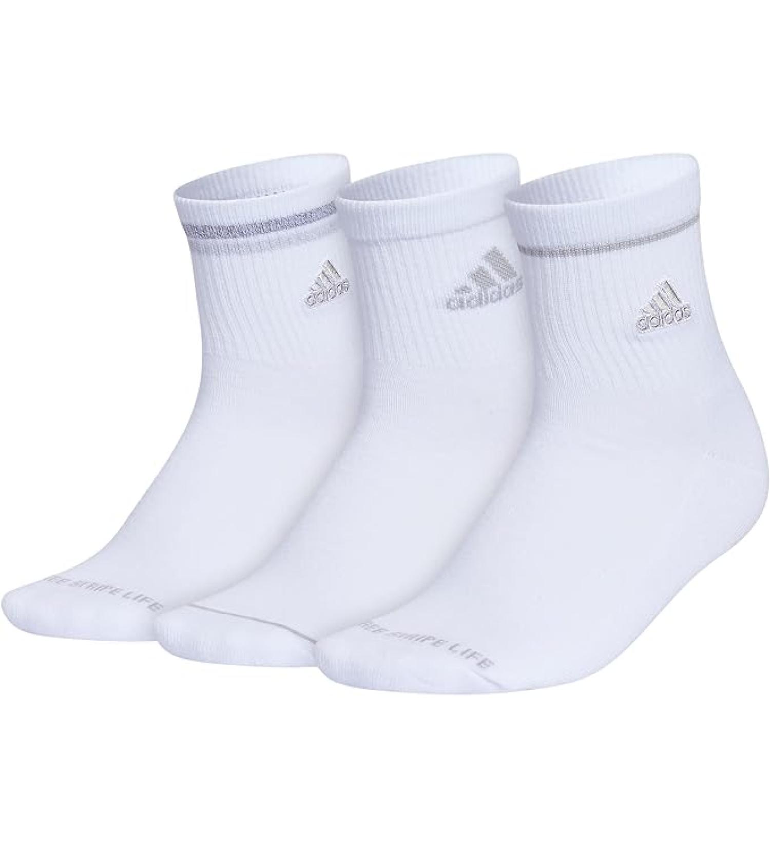 adidas Women's Cushioned Sport High Quarter Socks (3-Pair) - Medium - White/Clear Onix Grey - Buy Online on SooperMarket.com