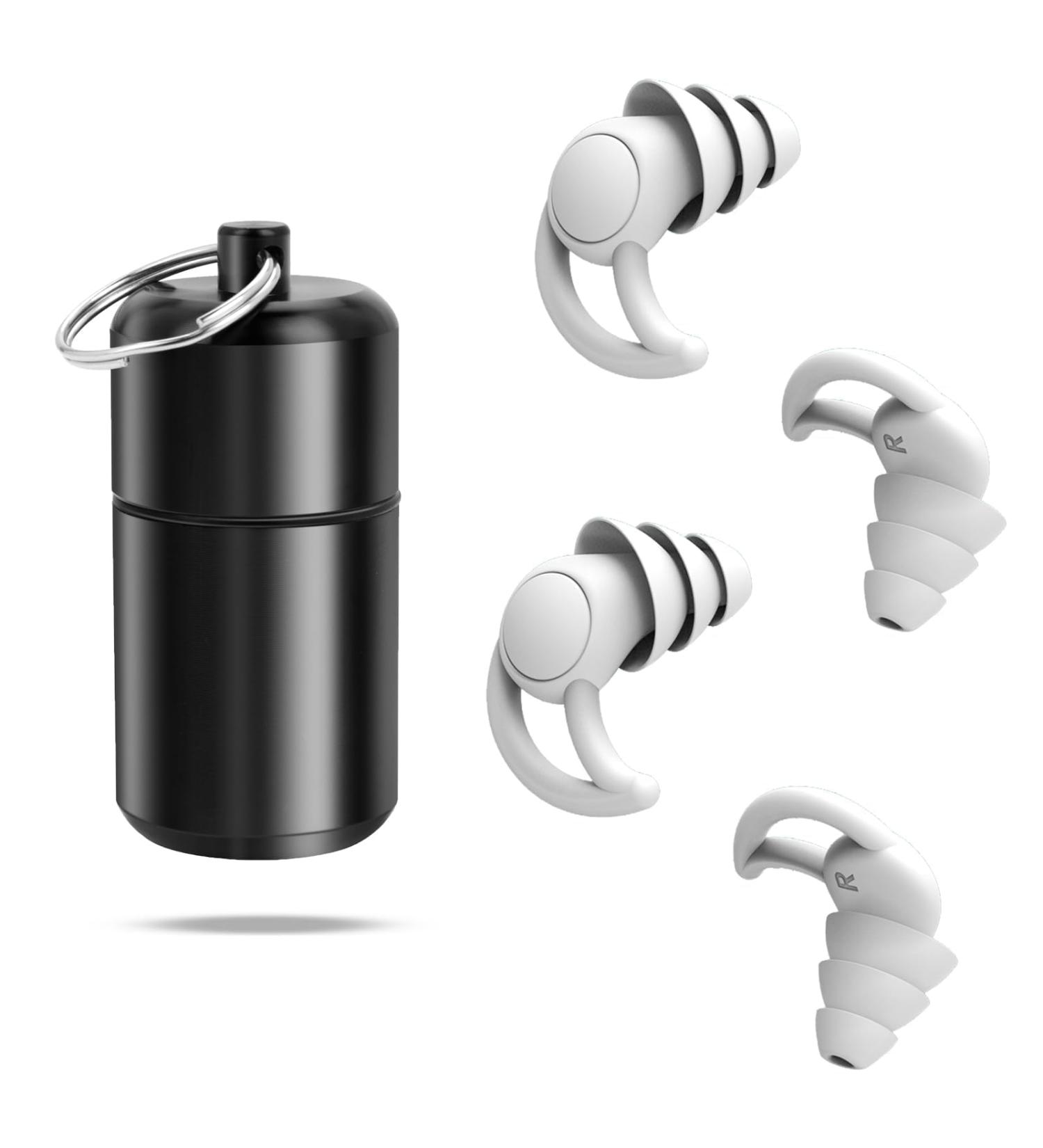 Buy Silicone Ear Plugs for Sleeping - Reusable Hearing Protection for Noise Reduction | 2 Pairs with Aluminum Container - Ideal for Side Sleepers Snoring Travel & Work - Buy Online on SooperMarket.com