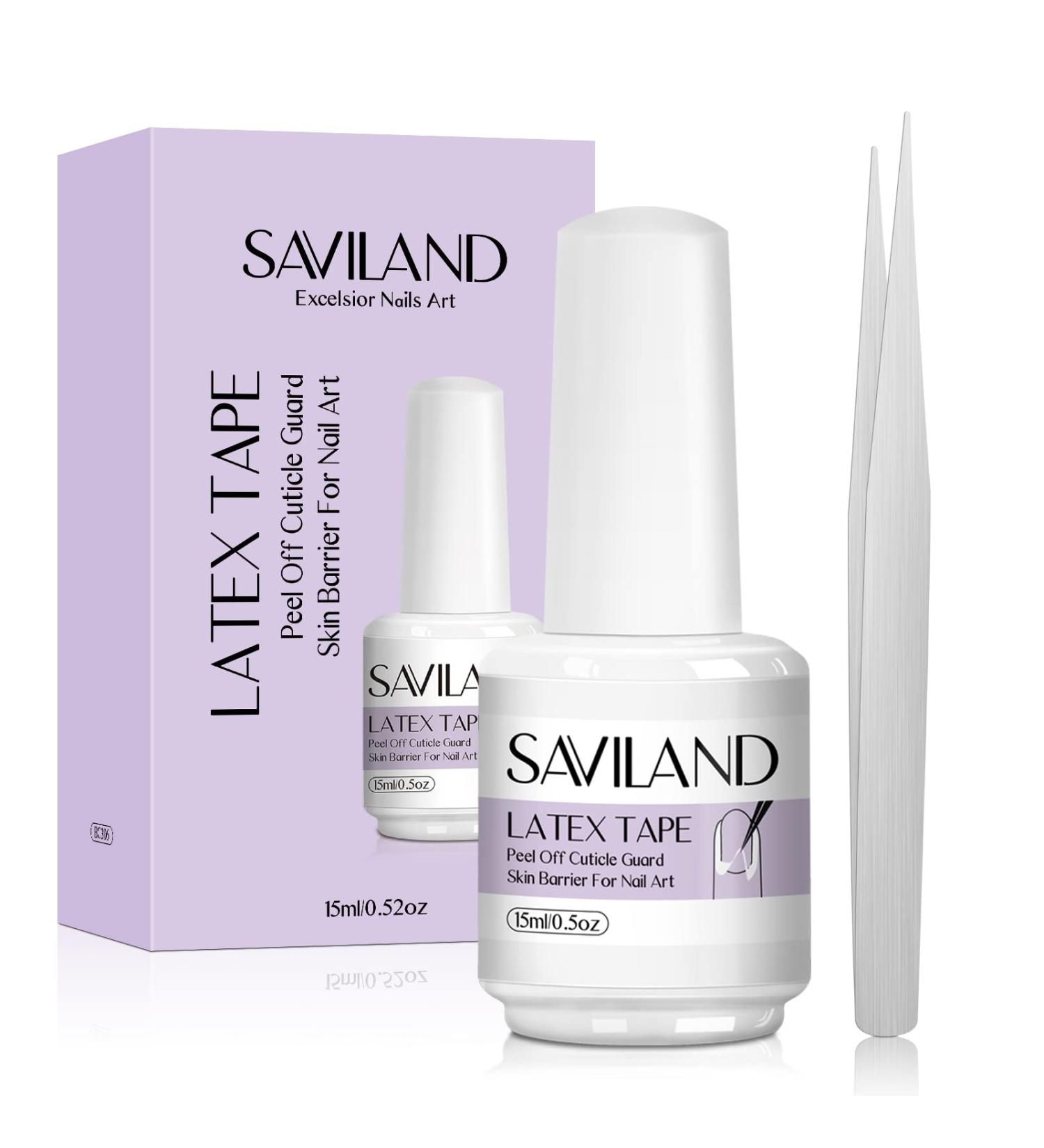 Saviland Latex Nail Polish Barrier 0.5oz - Peel Off Tape for Nails with Tweezers | Nail Polish Skin Protector for Beginners - Buy Online on SooperMarket.com