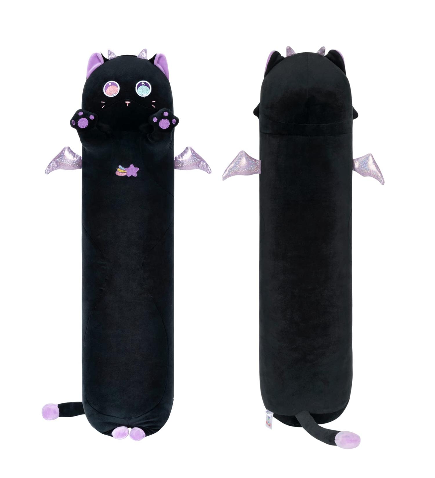 Mewaii 36in Long Cat Plush Pillow - Big Eyes Kitten Stuffed Animal Toy for Kids | Purple Hugging Pillow 36inch - Buy Online on SooperMarket.com