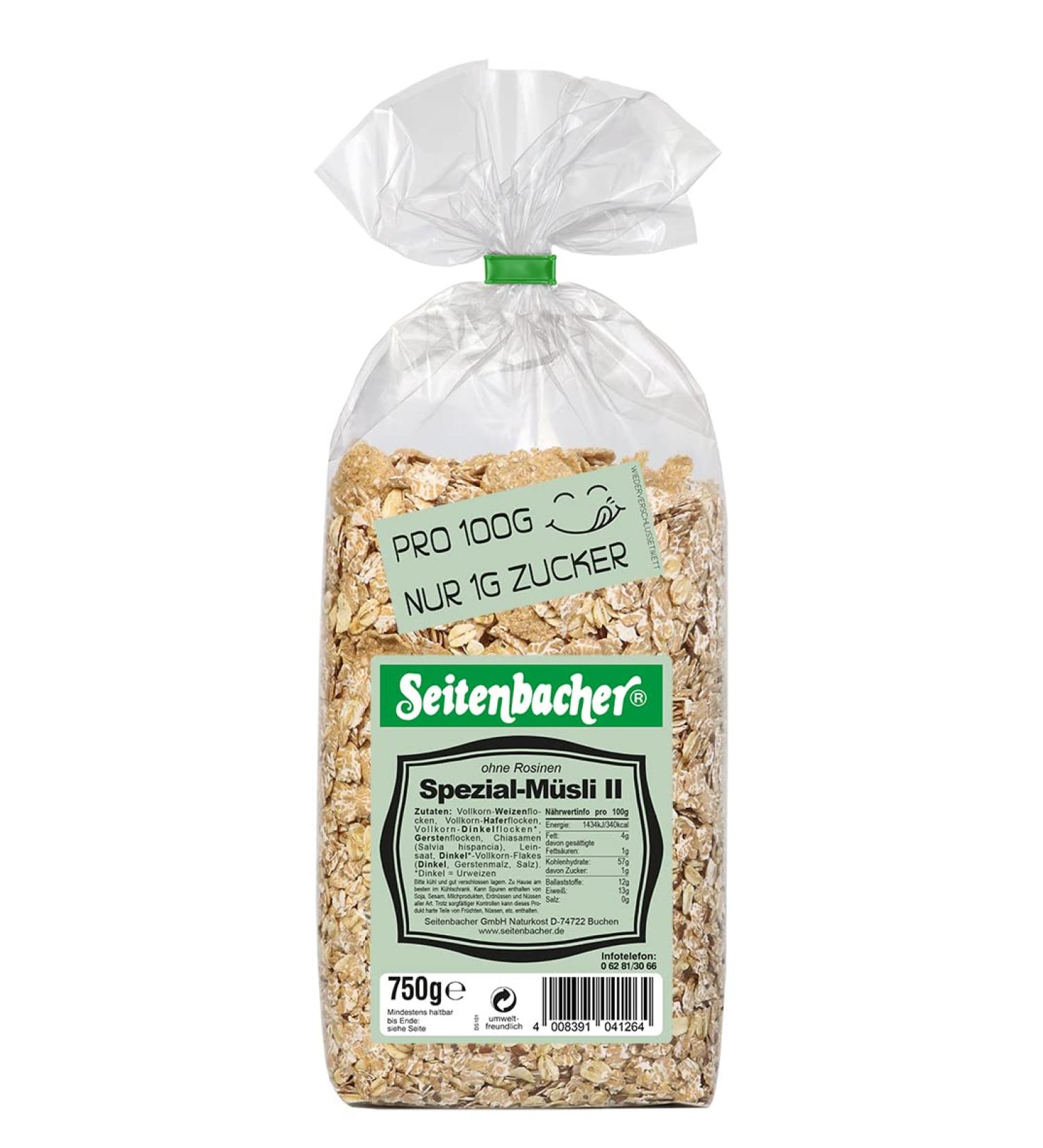 Seitenbacher Special Muesli 2 I with Chia I Whole Grain I No Added Sugar I No Added Fat I No Raisins I (3 x 750 g) - Buy Online on SooperMarket.com