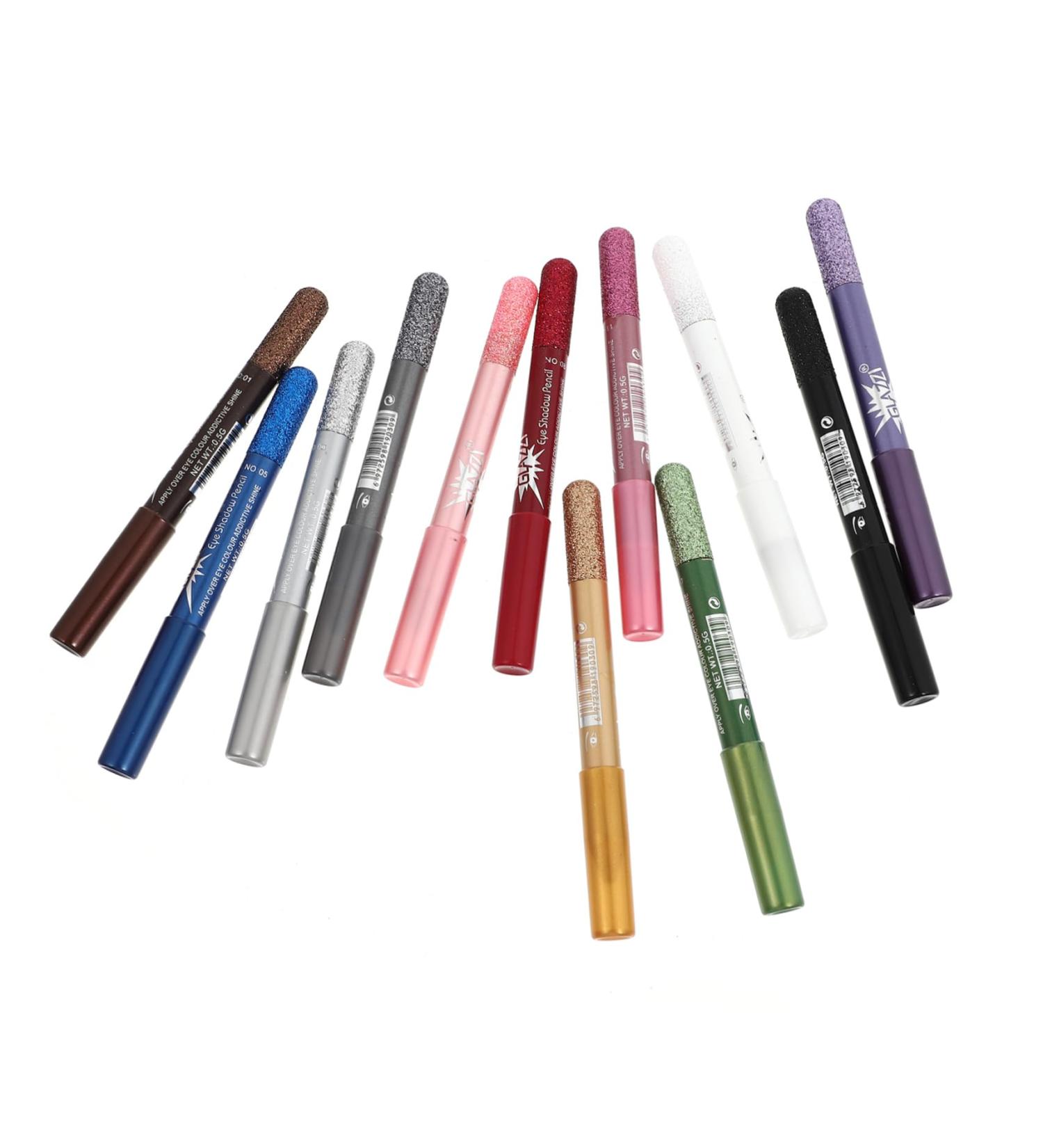 Mikinona 12pcs Pearlescent Eyeshadow Pencil Waterproof Eyeliner Pen Gel Eyeliner Lasting Powder Girl Sequins - Buy Online on SooperMarket.com
