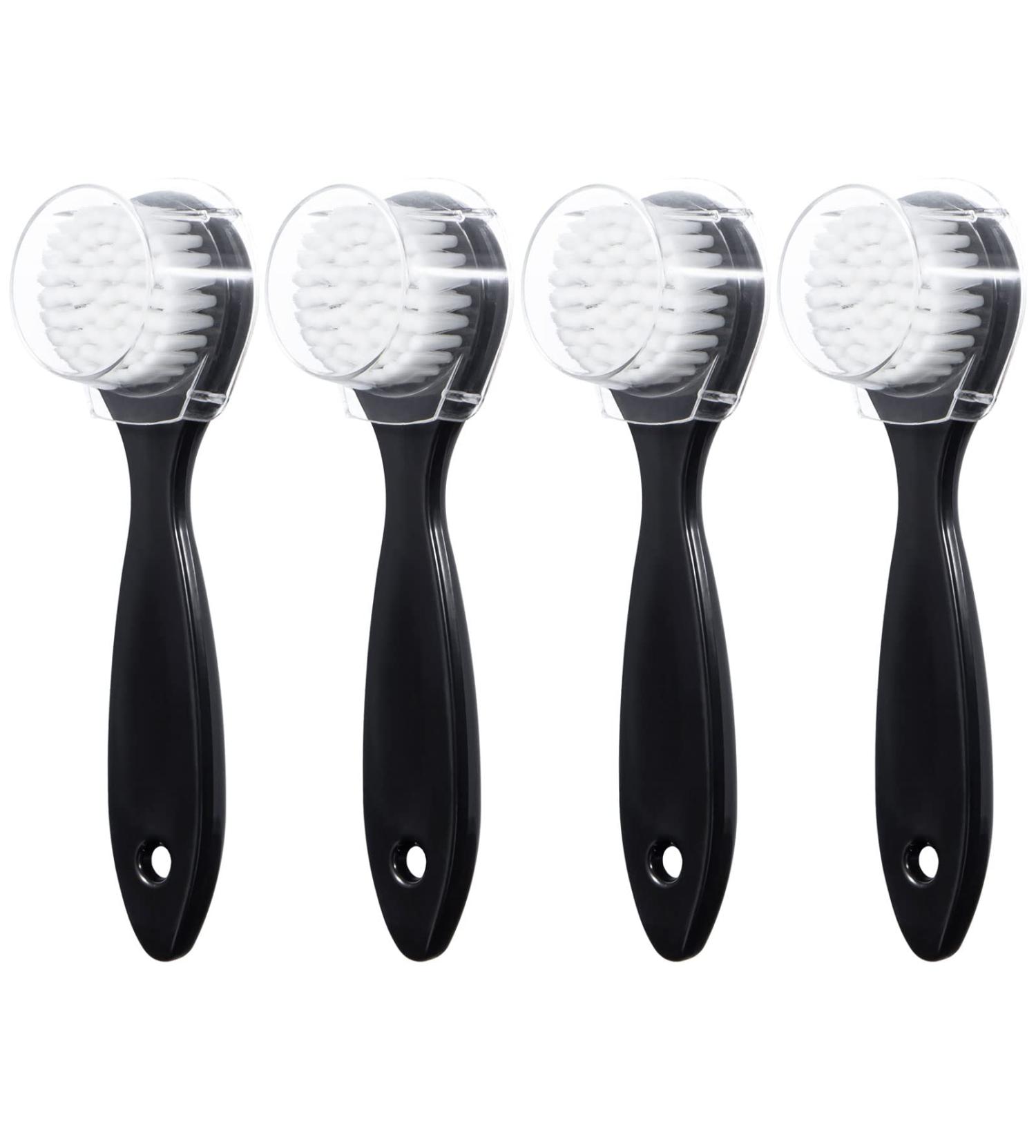 4 Pack Soft Bristle Facial Cleansing Brush with Lid - Gentle Exfoliating and Massage - Black - Buy Online on SooperMarket.com