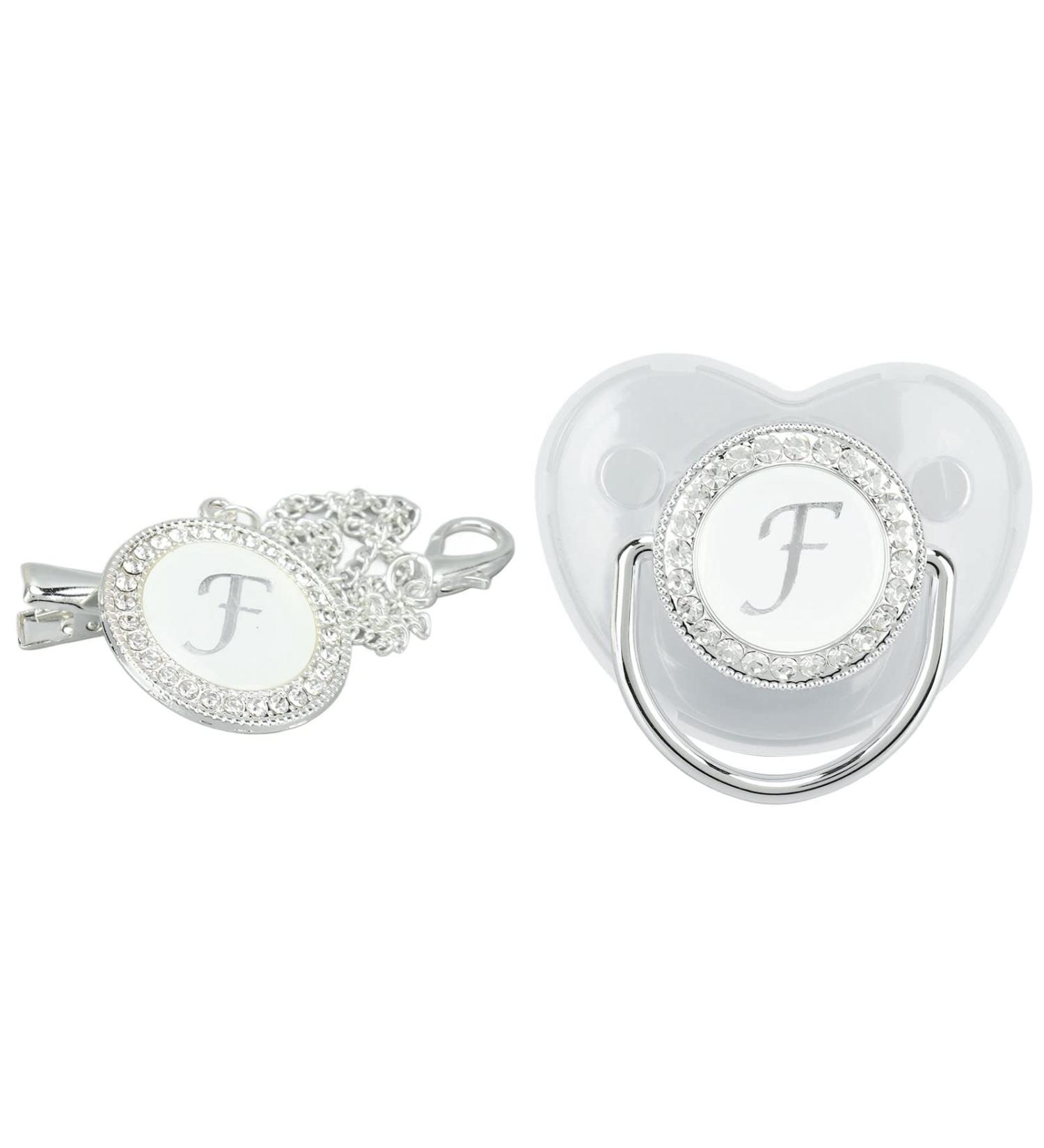 Ultra-Light BPA-Free Silicone Pacifier for Toddlers 6-18 Months | Seamless Design with Silver A-Z Letters & Lid - Buy Online on SooperMarket.com