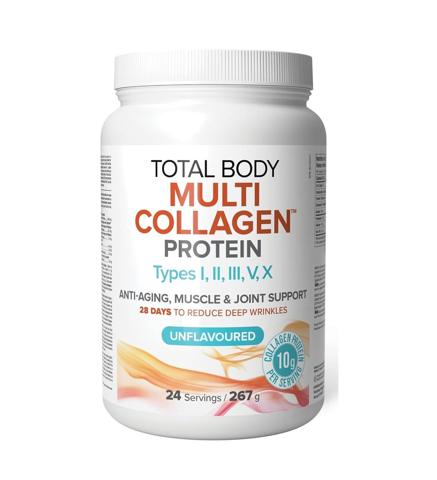 Natural Factors Total Body Multi Collagen Protein 267g Unflavoured 10g of hydrolyzed collage per scoop Combines 5 types of Collagen Supports the Formation of Collagen and Connective Tissue for Joint & Skin Health Keto & Paleo Friendly - Buy Online on SooperMarket.com