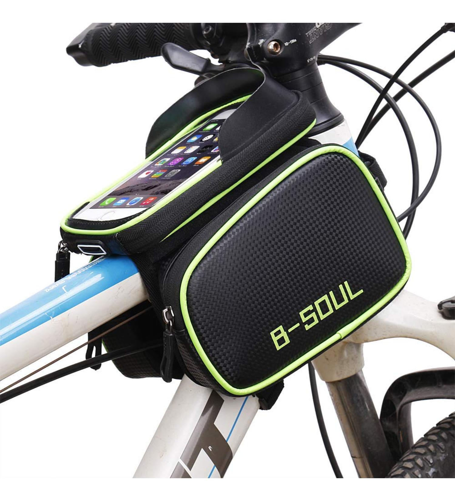 AIXIN B-Soul Bike Tube Frame Bag Saddle Bag | Waterproof Green | 6.2Inch Touchscreen Phone Holder for Bicycle Riding - Buy Online on SooperMarket.com