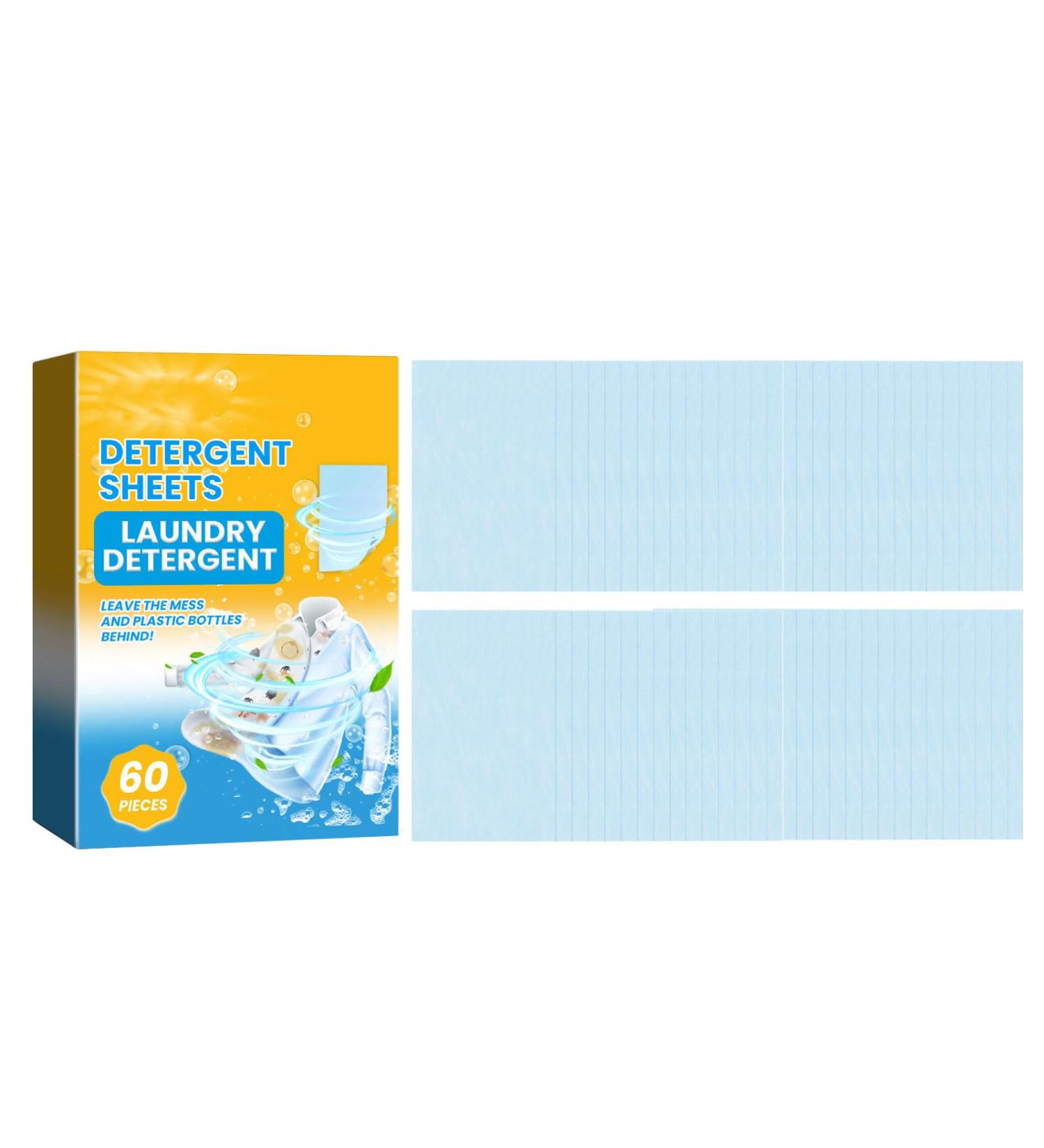 60 Sheets Laundry Detergent Sheets Liquidless Laundry Detergent Travel Laundry Sheets for Home Dorm Travel Camping 1 Box - Buy Online on SooperMarket.com