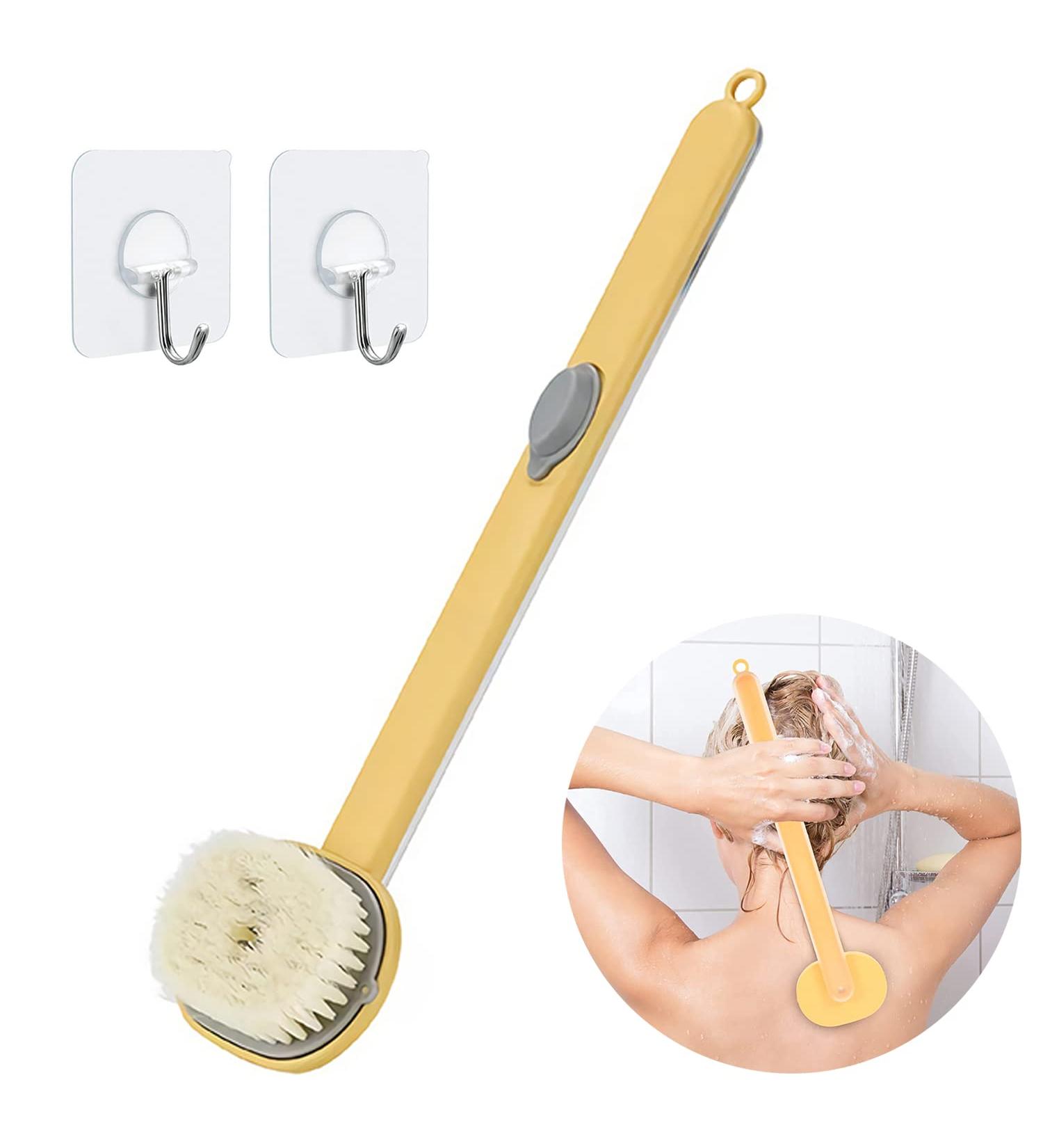Long Handle Bath Body Brush - PUSCOBSY Yellow Back Scrubber for Shower - Exfoliating & Cleansing Shower Brush - 14 inch - Buy Online on SooperMarket.com