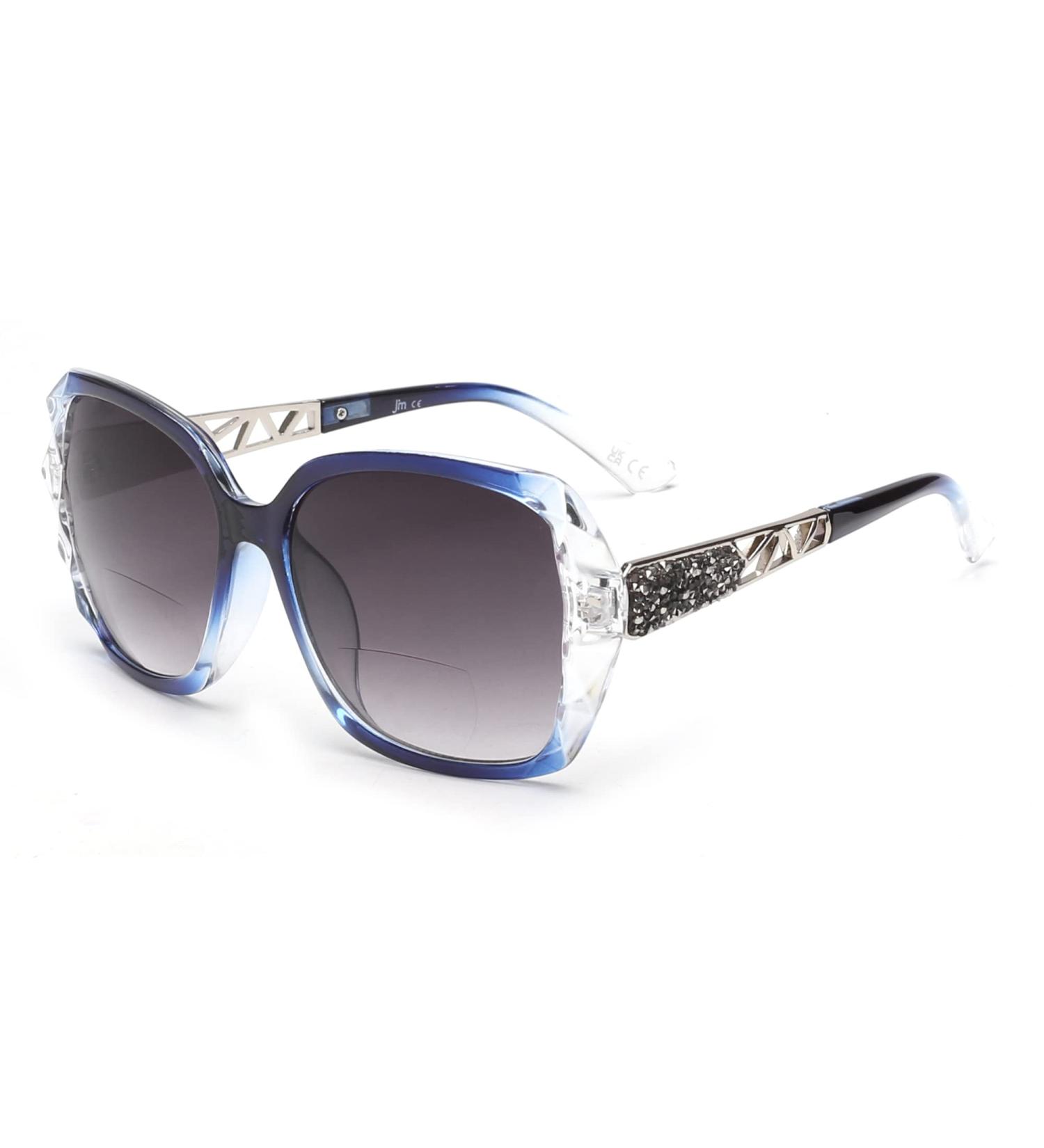 Shop JM Bifocal Reading Sunglasses for Women - Oversized UV Protection Sun Readers with Clear Blue Lenses (2.5x) - Buy Online on SooperMarket.com