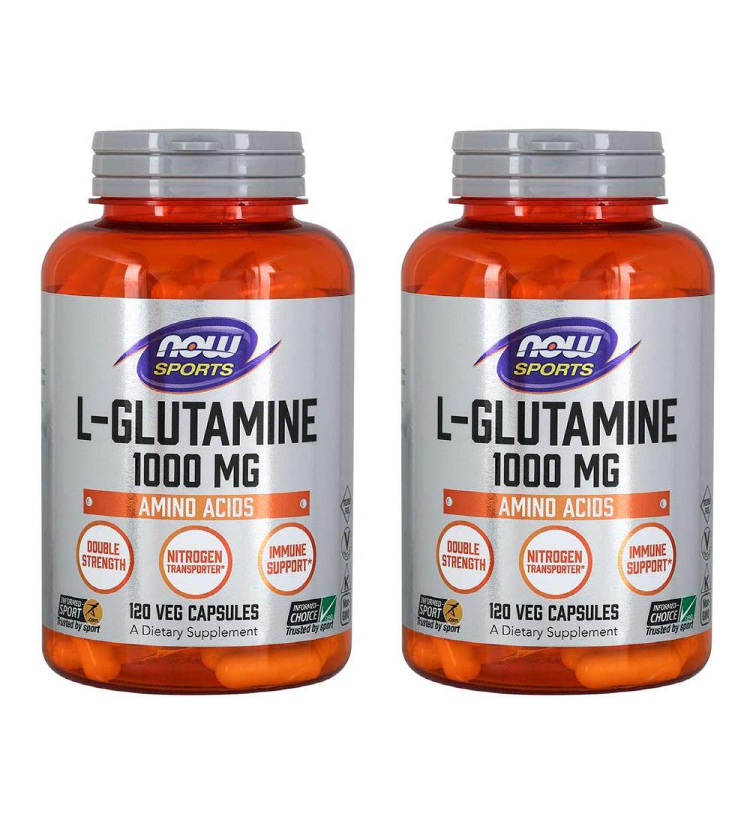 Now Foods L-Glutamine Double Strength 1000mg 120 Capsules - 2 Pack - Buy Online on SooperMarket.com