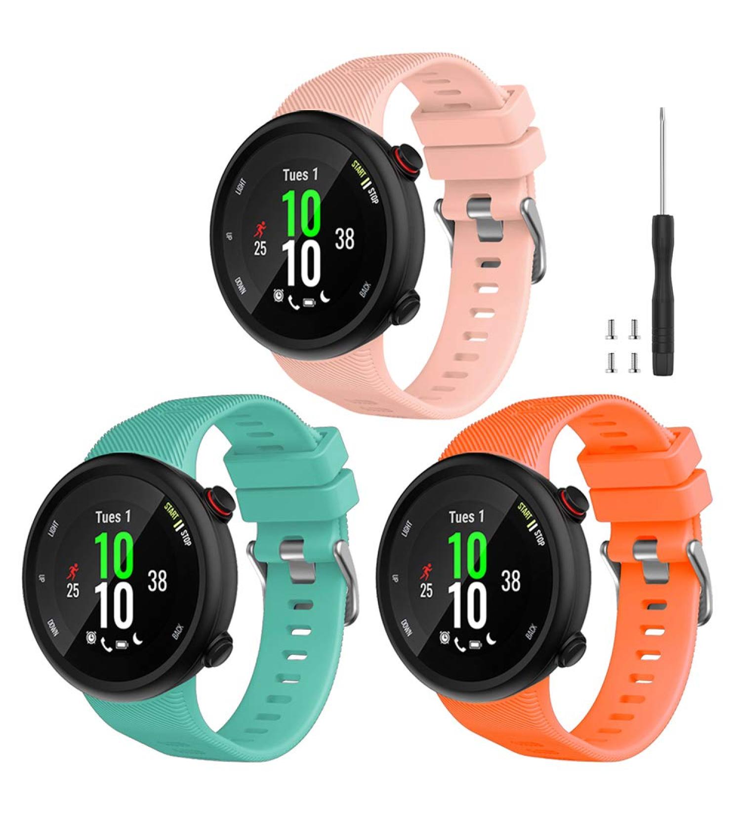 Watbro Compatible with Garmin Forerunner 45 Band  Soft Silicone Sport Replacement Watch Band  Fitness Strap Bracelet Wristband for Garmin Forerunner 45 Smartwatch Pink+Teal+Orange - Buy Online on SooperMarket.com