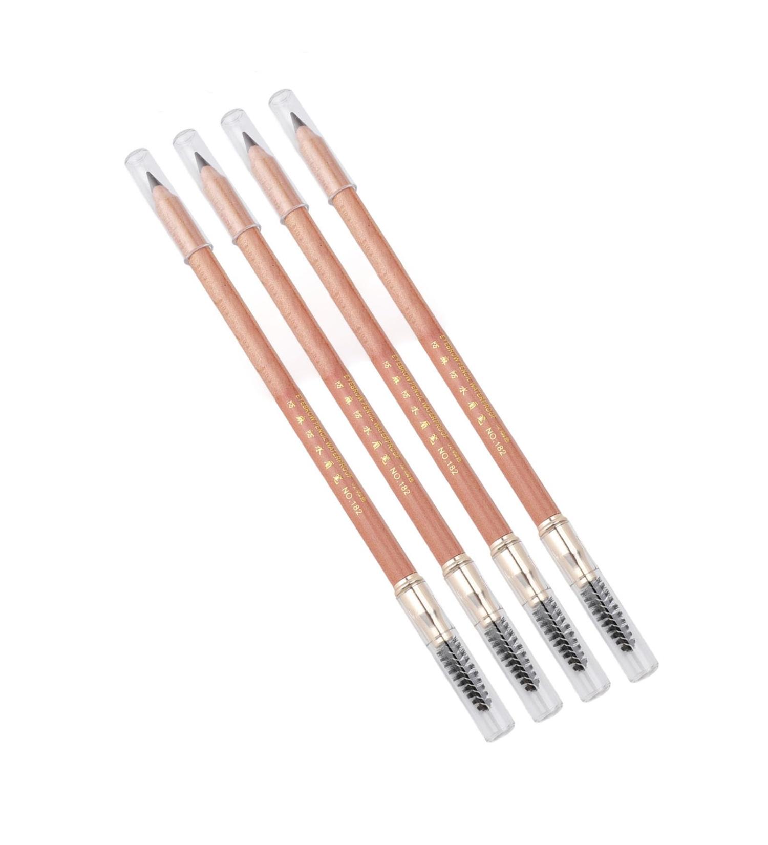 Eyebrow Pencil DoubleSided Waterproof 4 Pieces LongLasting Eyebrow Makeup Pencil Moderate Hardness Spiral Brush Head Beech Pen Handle for Daily Travel (Coffee) - Buy Online on SooperMarket.com