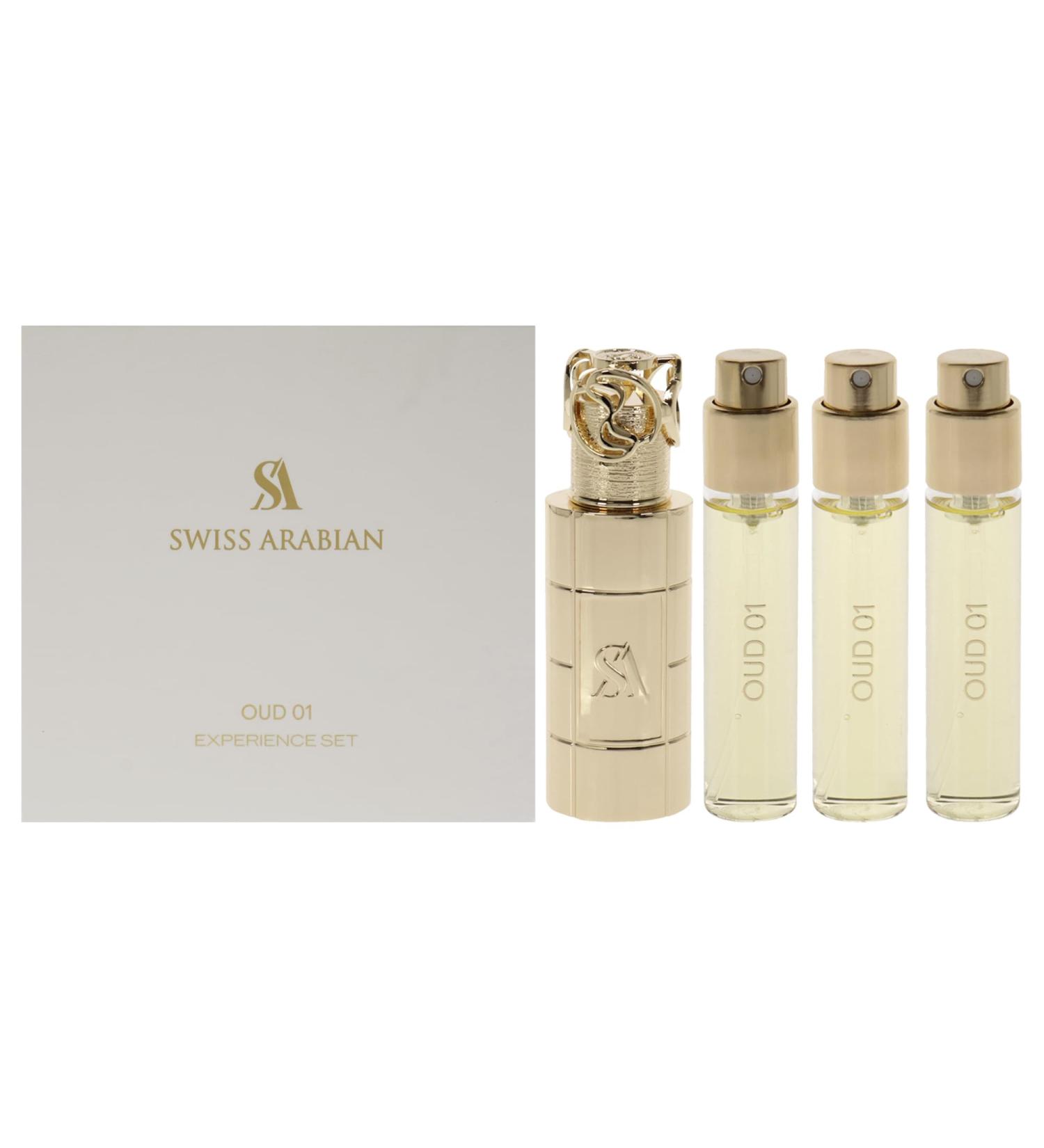Swiss Arabian Oud 01 Giftset - Arabian Perfumes for Women and Men - Long Lasting Perfume - Floral Spicy Amber Perfume - 3 Bottles with Case - 4 pc - Buy Online on SooperMarket.com