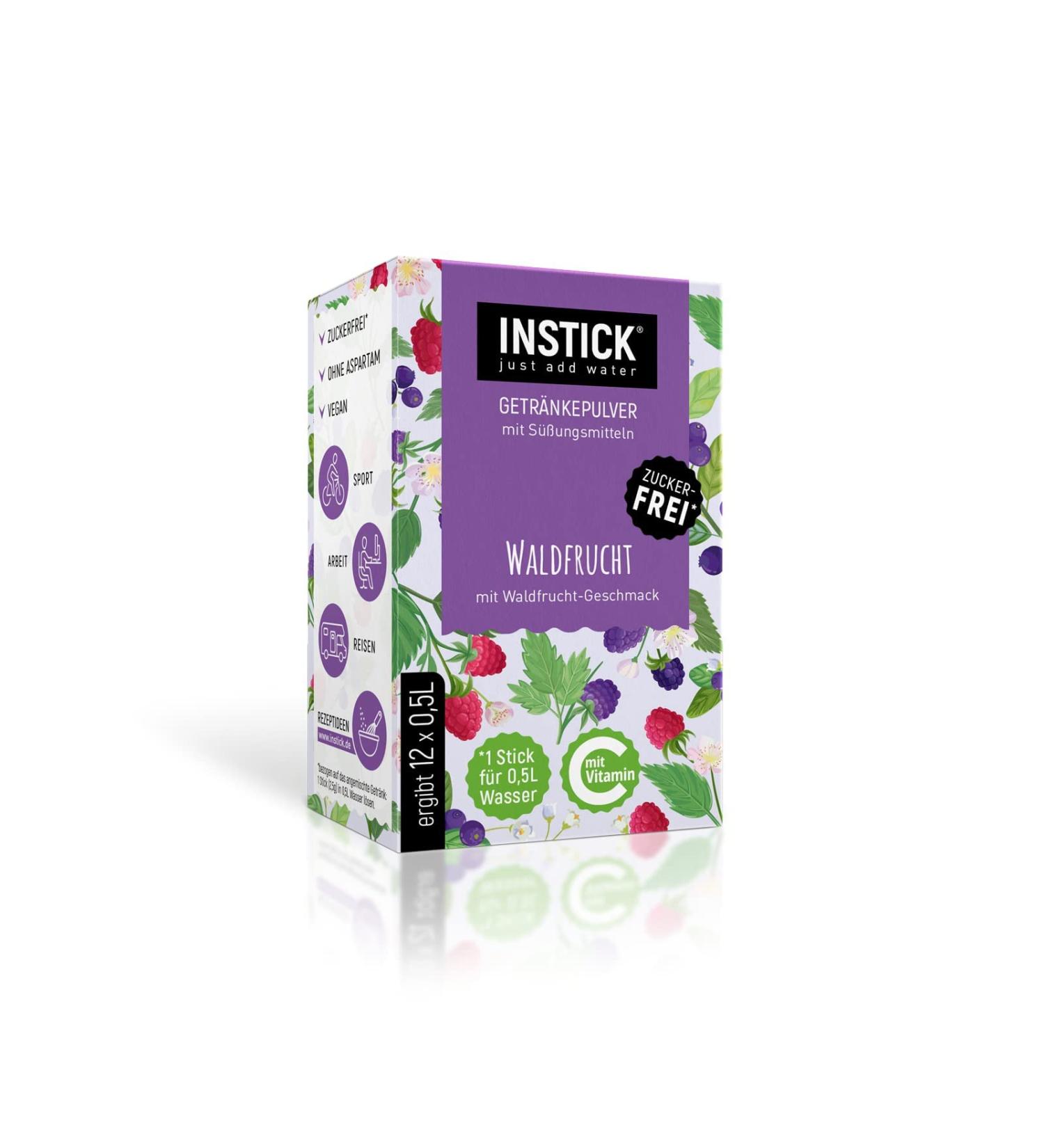 Intick Sugar-Free Instant Drink - Forest Fruit | Vegan Low-Calorie Beverage Powder with Vitamin C | 12 x 0.5-1L Pack - Buy Online on SooperMarket.com