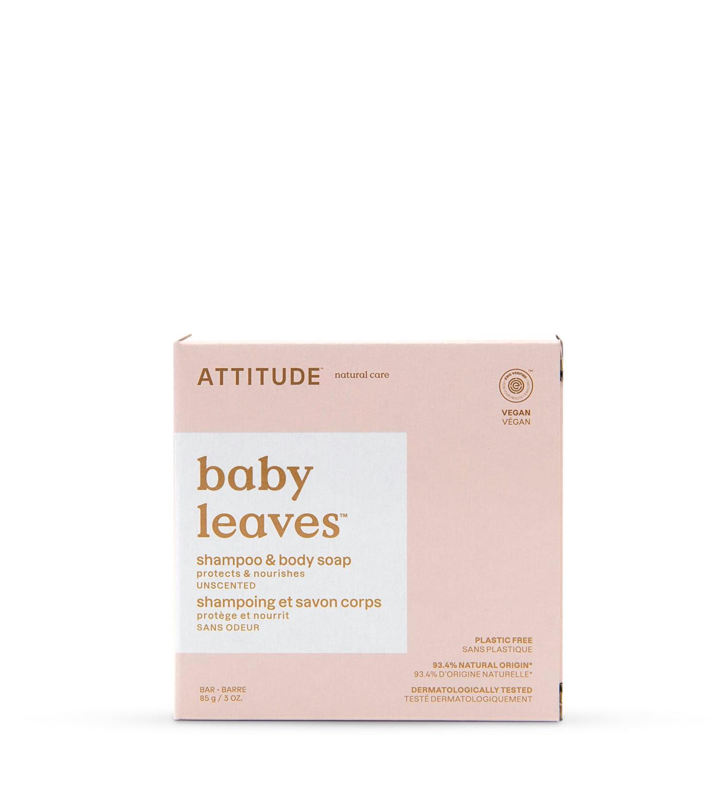 ATTITUDE Baby Plastic-Free Shampoo & Body Soap Bar - EWG Verified Vegan Unscented 3 oz | Safe for Baby & Eco-Friendly - Buy Online on SooperMarket.com