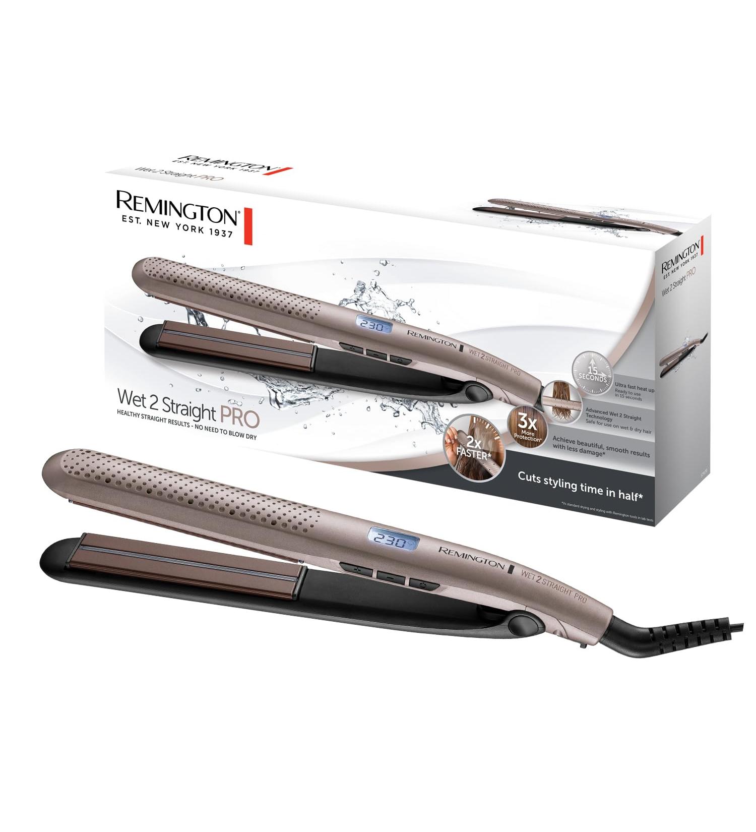 Remington Wet2Straight Pro Smoothing Iron S7970 - Wet & Dry Hair Styling LCD Display 140-230 C Moisture Sensor - Buy Online on SooperMarket.com