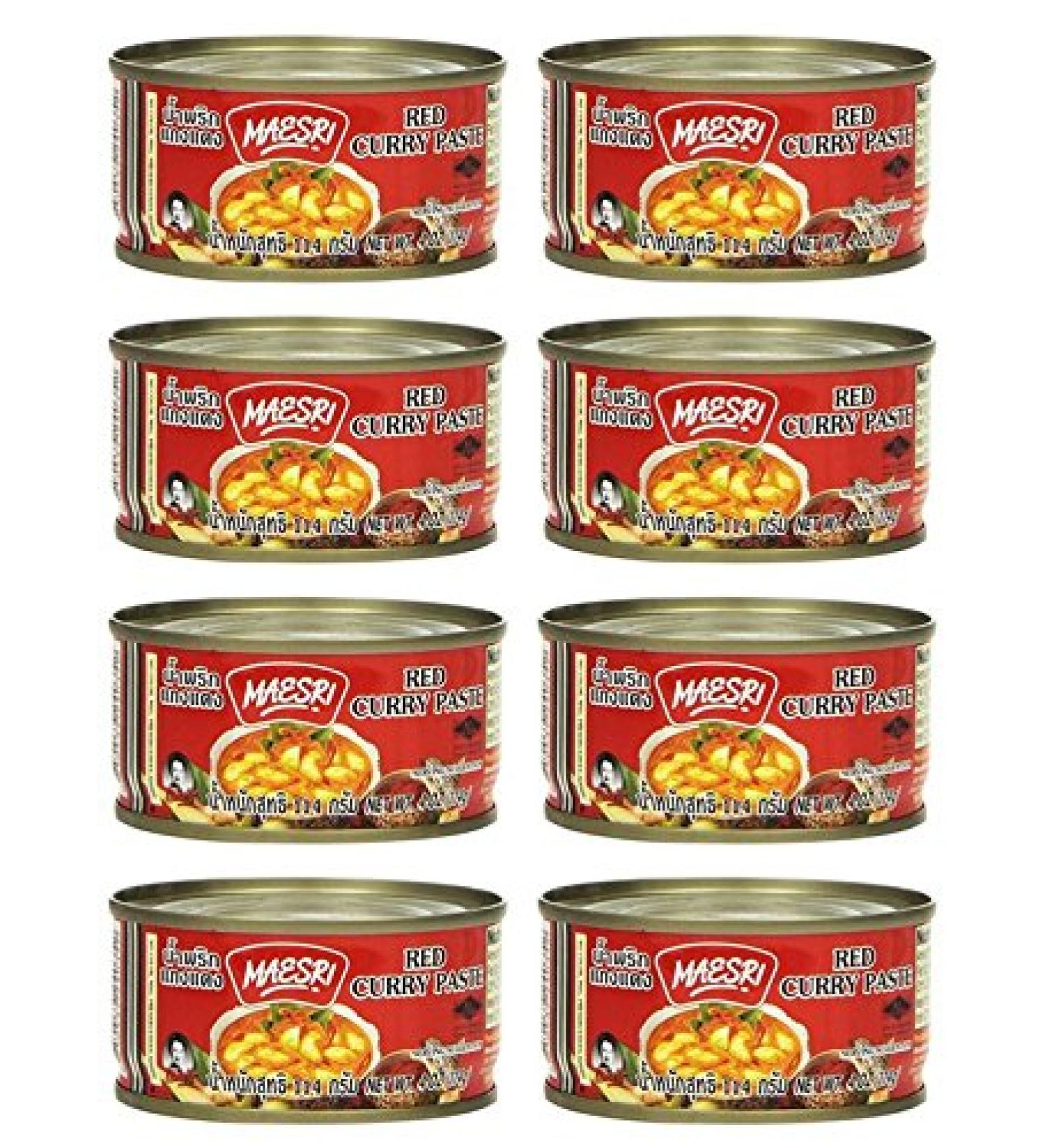 Maesri Thai Red Curry Paste - 4 oz (Pack of 8)