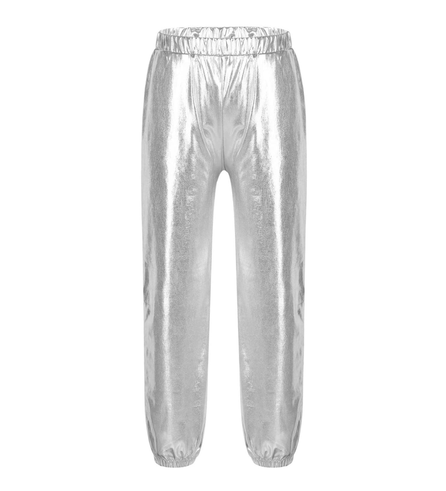 Zdhoor Kids Metallic Dance Harem Pants - Silver, 8 Years | Modern Hip Hop Street Dancewear - Buy Online on SooperMarket.com