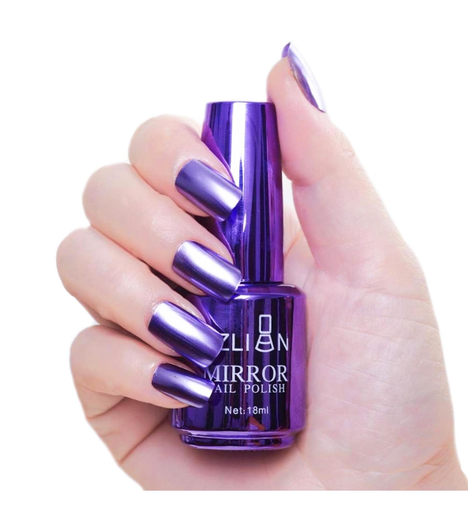 Purple Nail Polish Nail Varnish Chrome Metallic Mirror Quick Dry Metal Effect No UV Needed Nail Art Polish Chrome Nail Polish Nail for DIY Nail Art Manicure at Home - Buy Online on SooperMarket.com